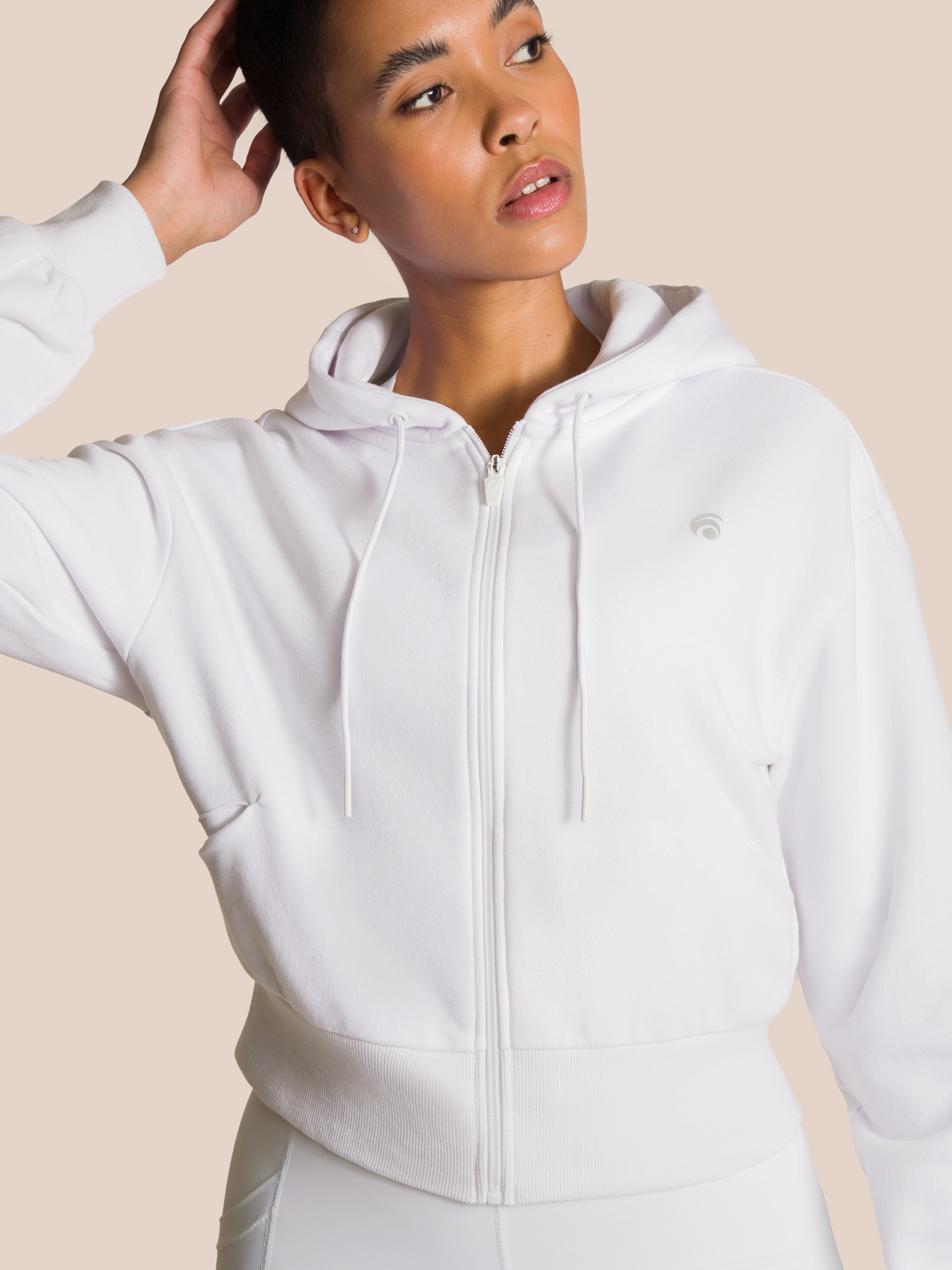 Trixy Zip Hoody - Yoga Hoody - White