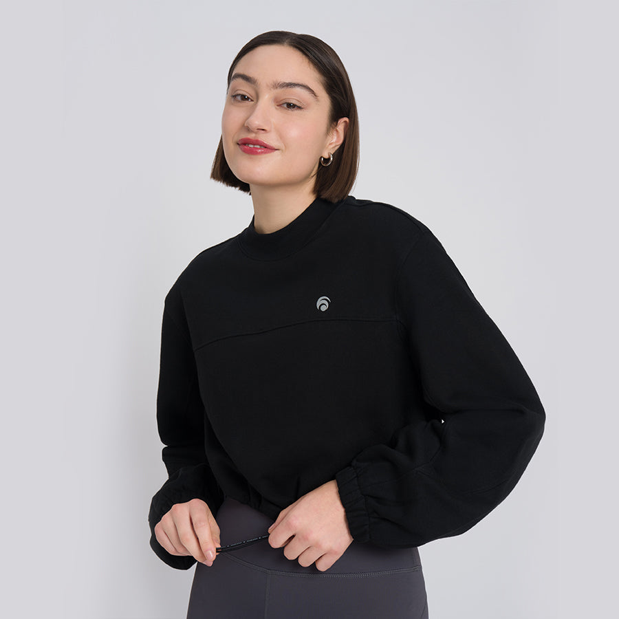 Soho Cropped Sweater - Yoga Sweater - Black