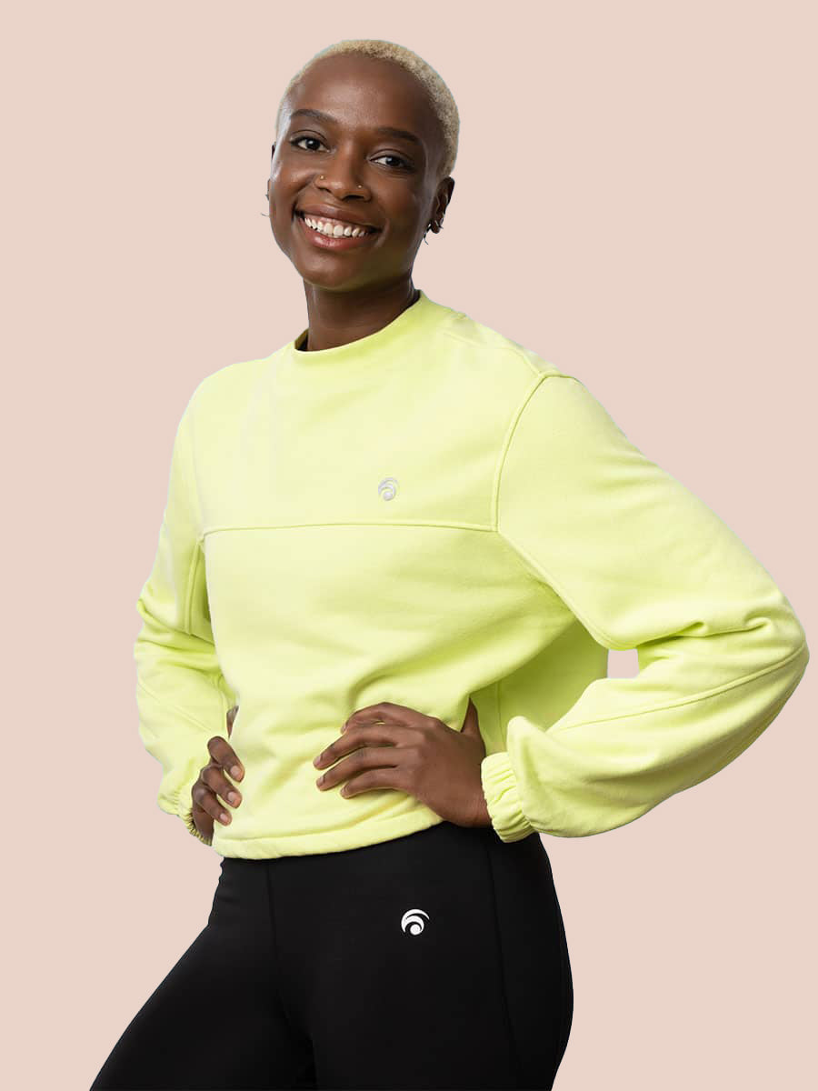 Soho Cropped Sweater - Yoga Sweater - Lime