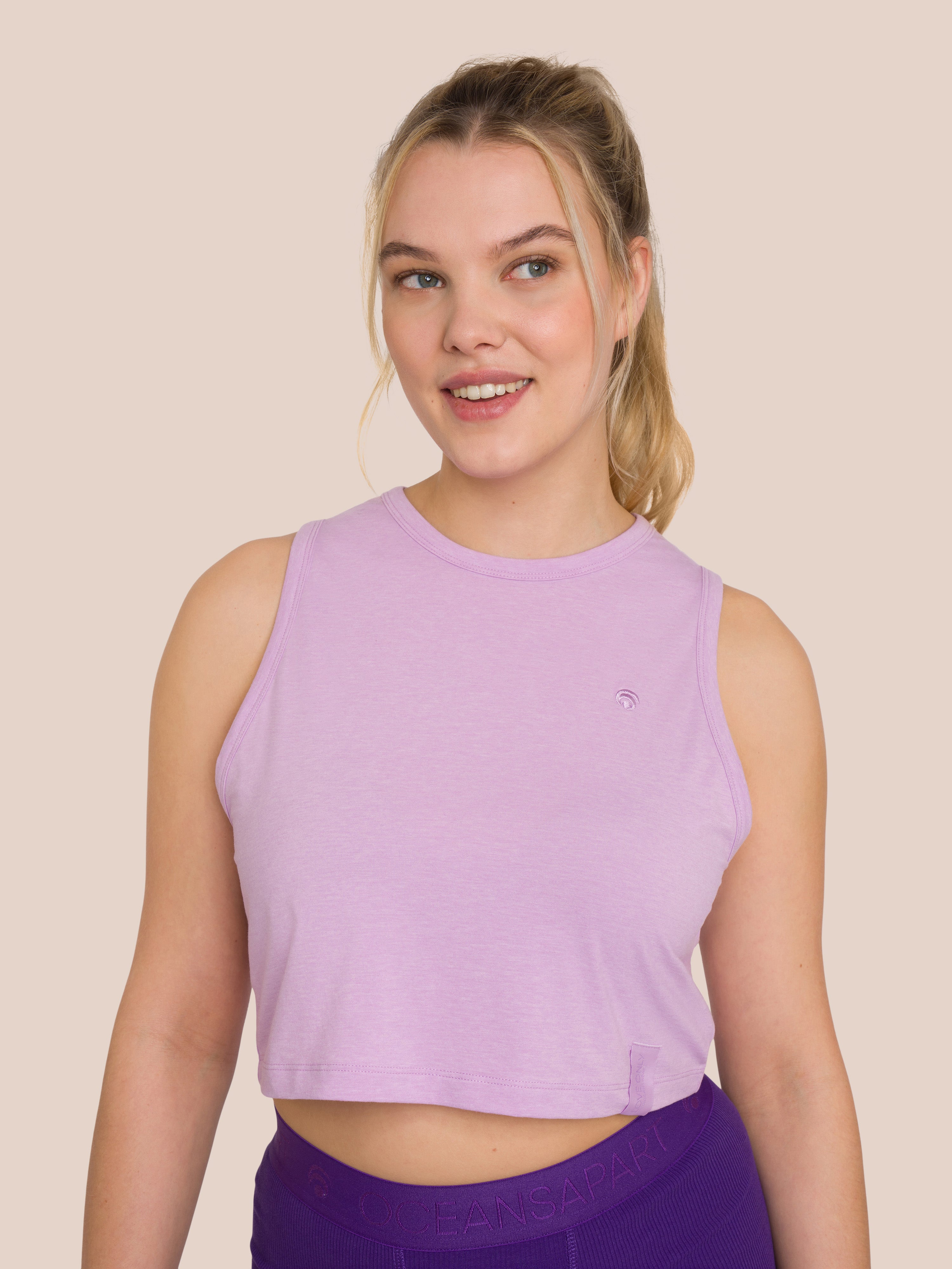 Ariel Cropped Tank Top - Yoga Tank Top - Violet