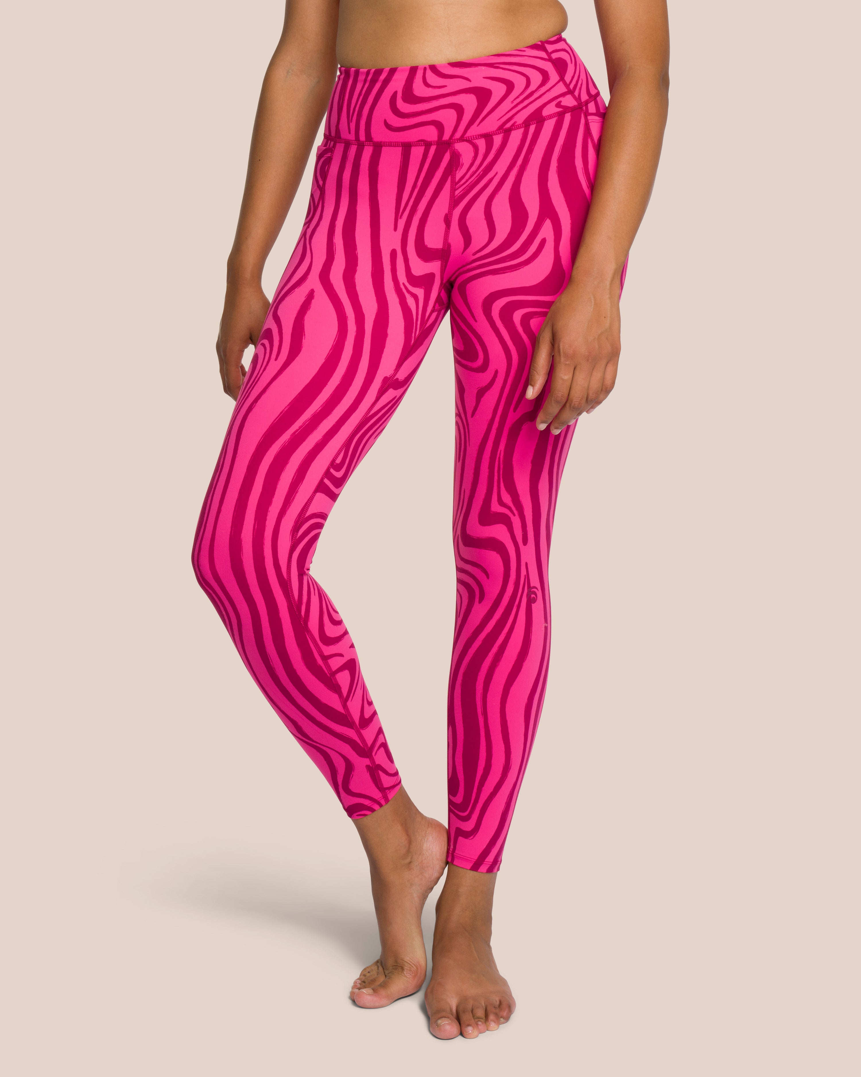 Shania Leggings - Yoga Leggings - Bold Hot Pink Swirl