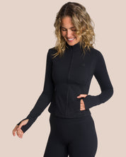 Shania Flared Zip Set Deluxe Petite - Black