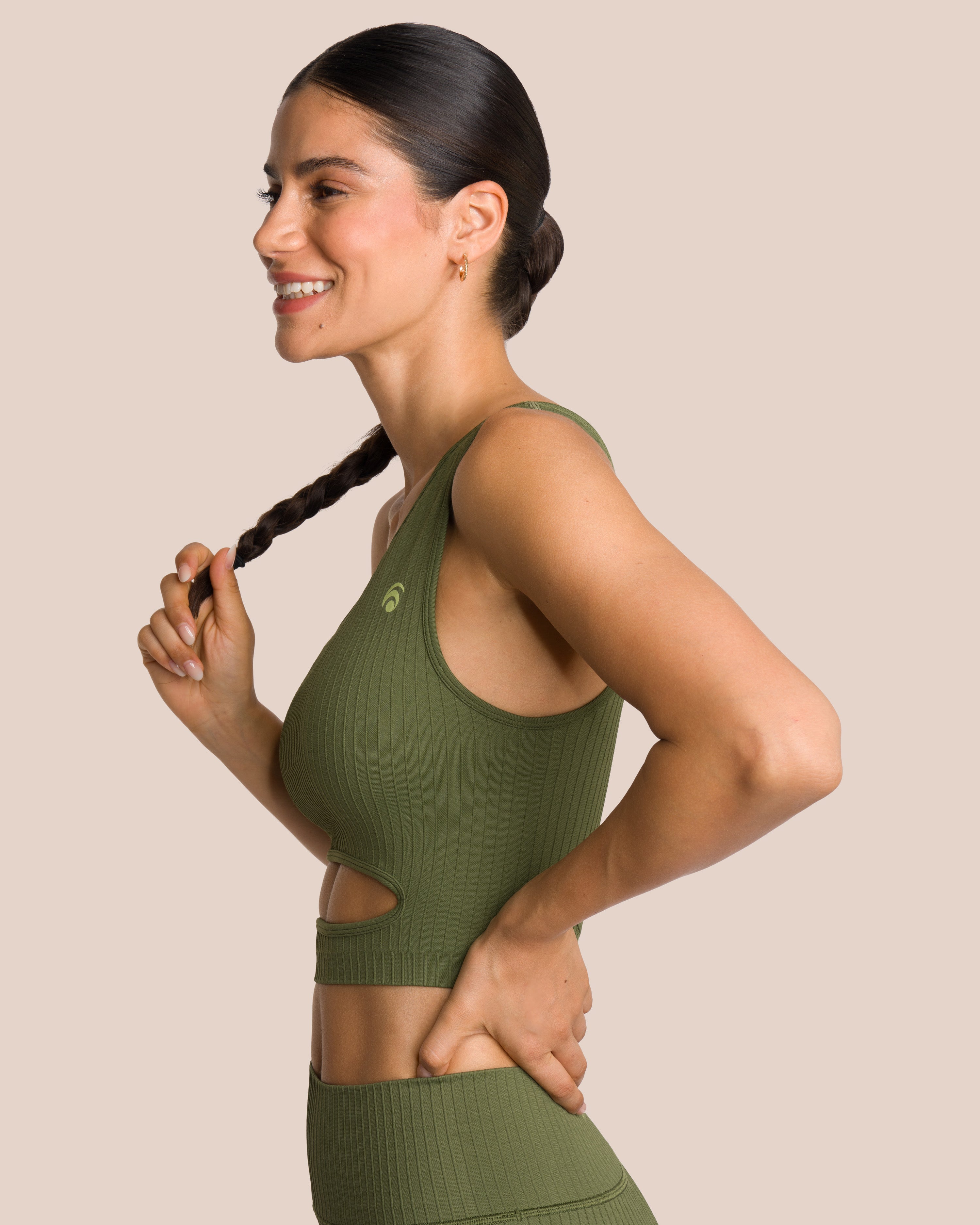 Elodie Asymmetric Set - Deep Pine Green - Yoga Set