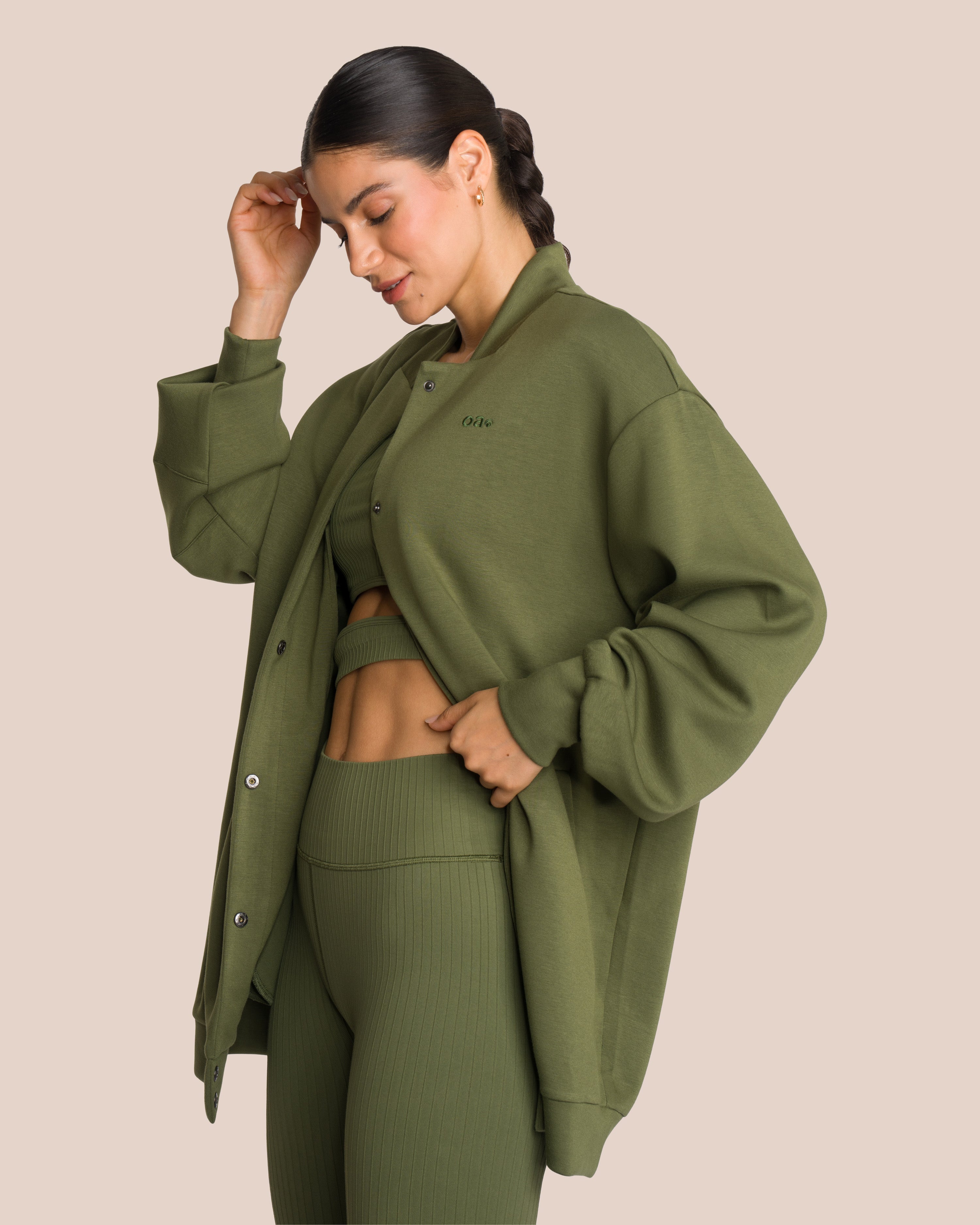 Elodie Bomber Jacket Set Deluxe - Deep Pine Green - Yoga Set