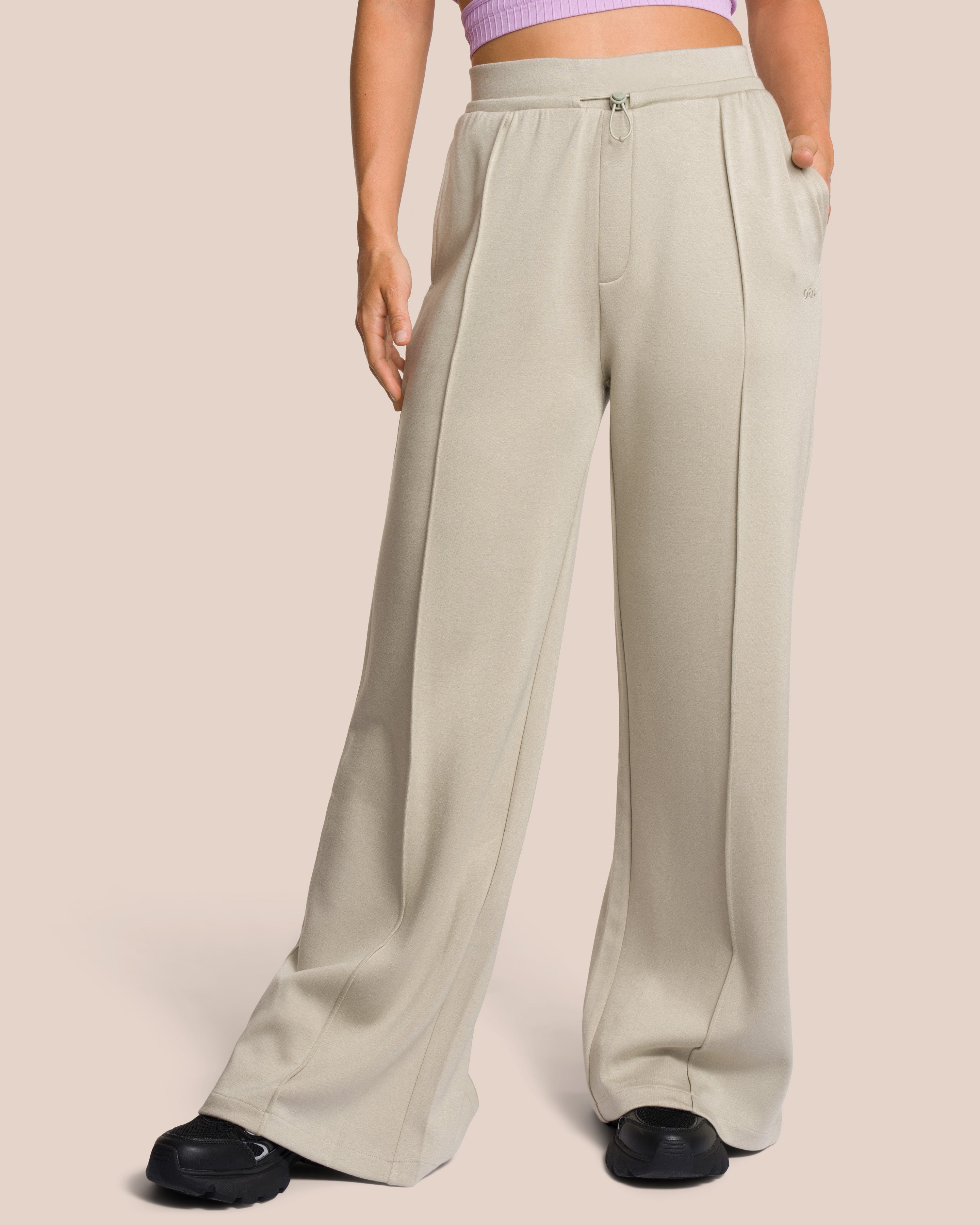 Elodie Wide Leg Pant - Yoga Pant - Beige