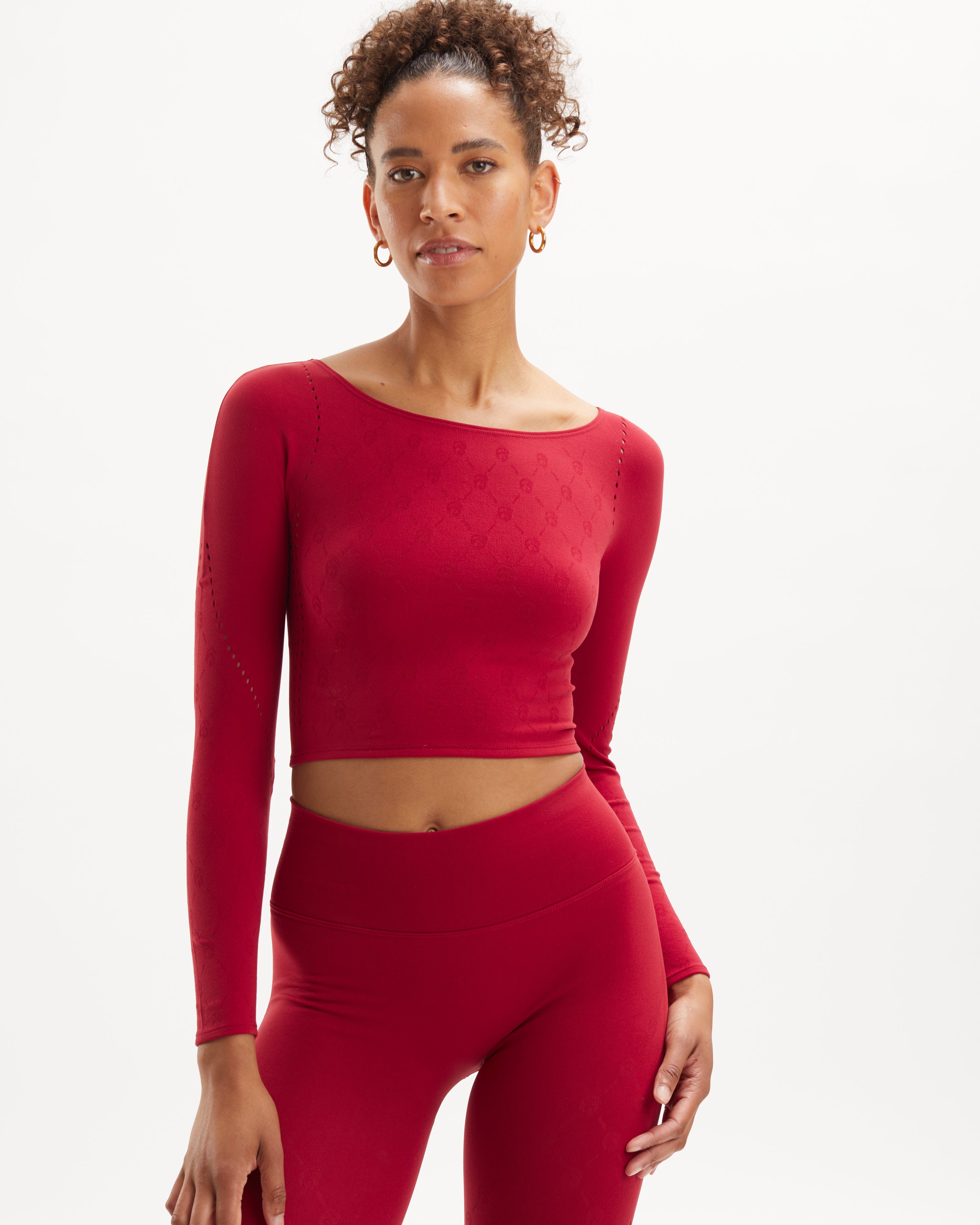 Noelle Wrap Knit Longsleeve - Yoga Longsleeve - Red