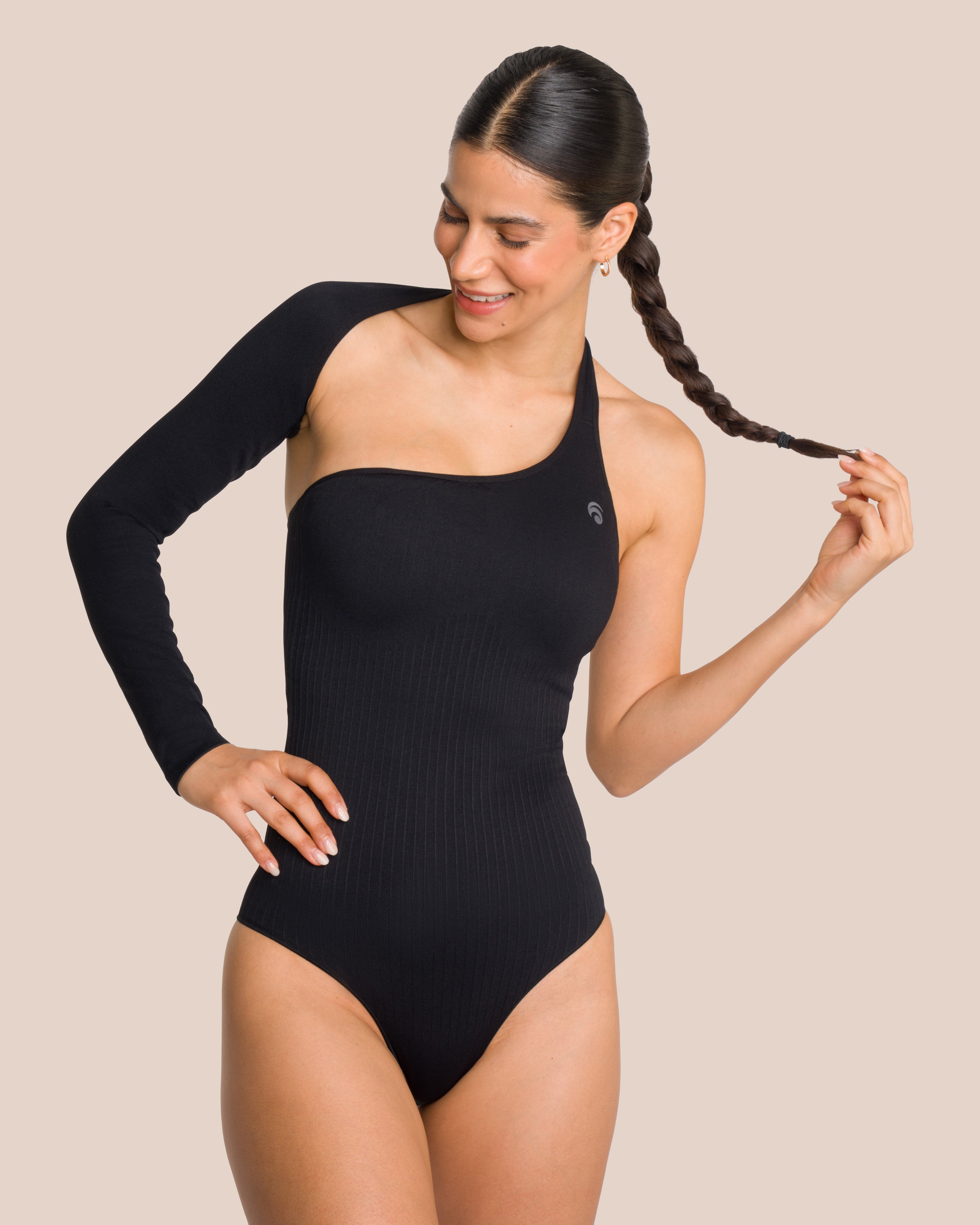 Elodie One Sleeve Body - Yoga Jumpsuit - Black