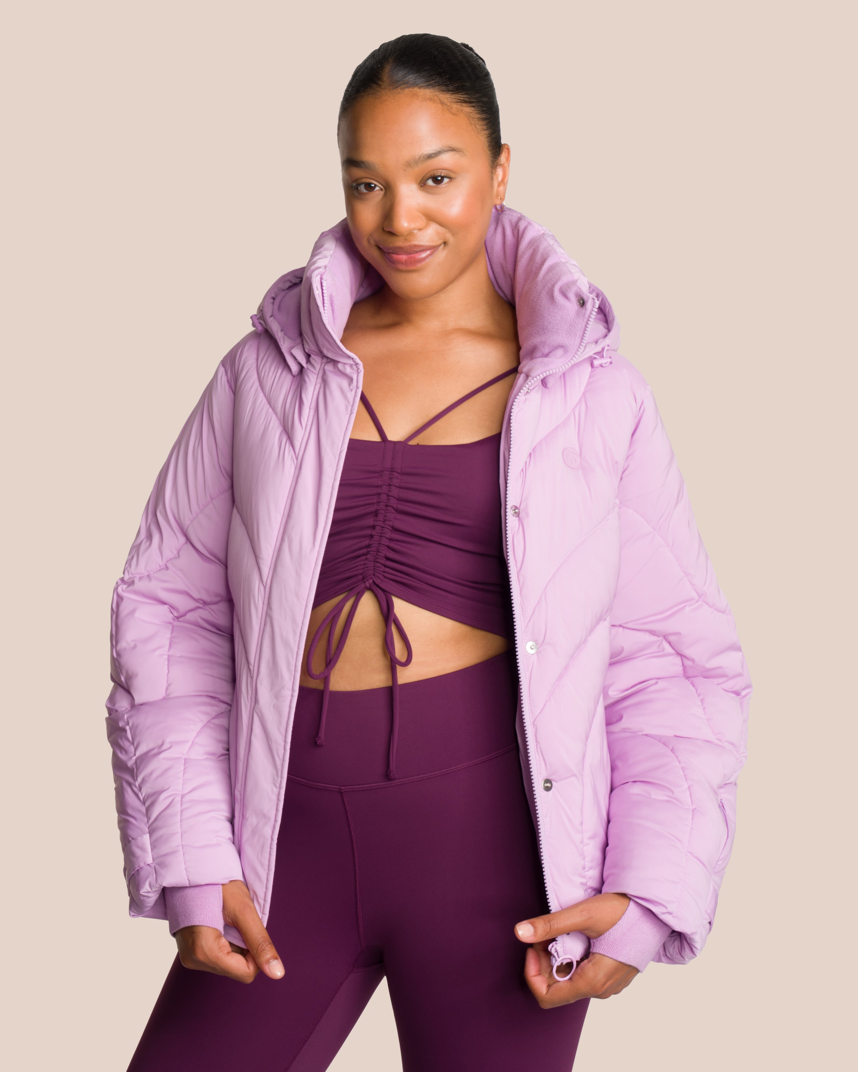 Joelle Puffer Jacket - Yoga Jacket - Violet