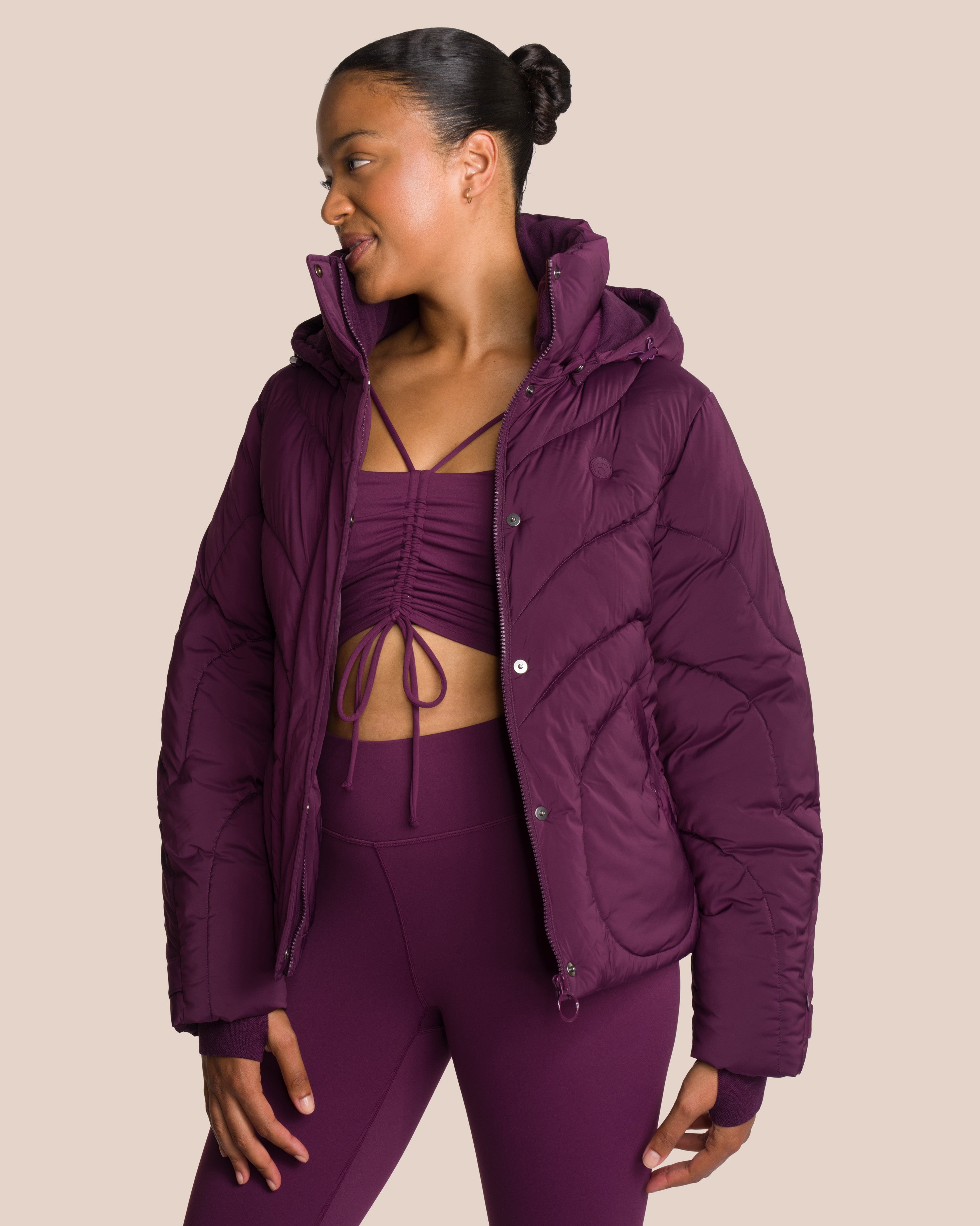 Joelle Puffer Jacket - Yoga Jacket - Violet