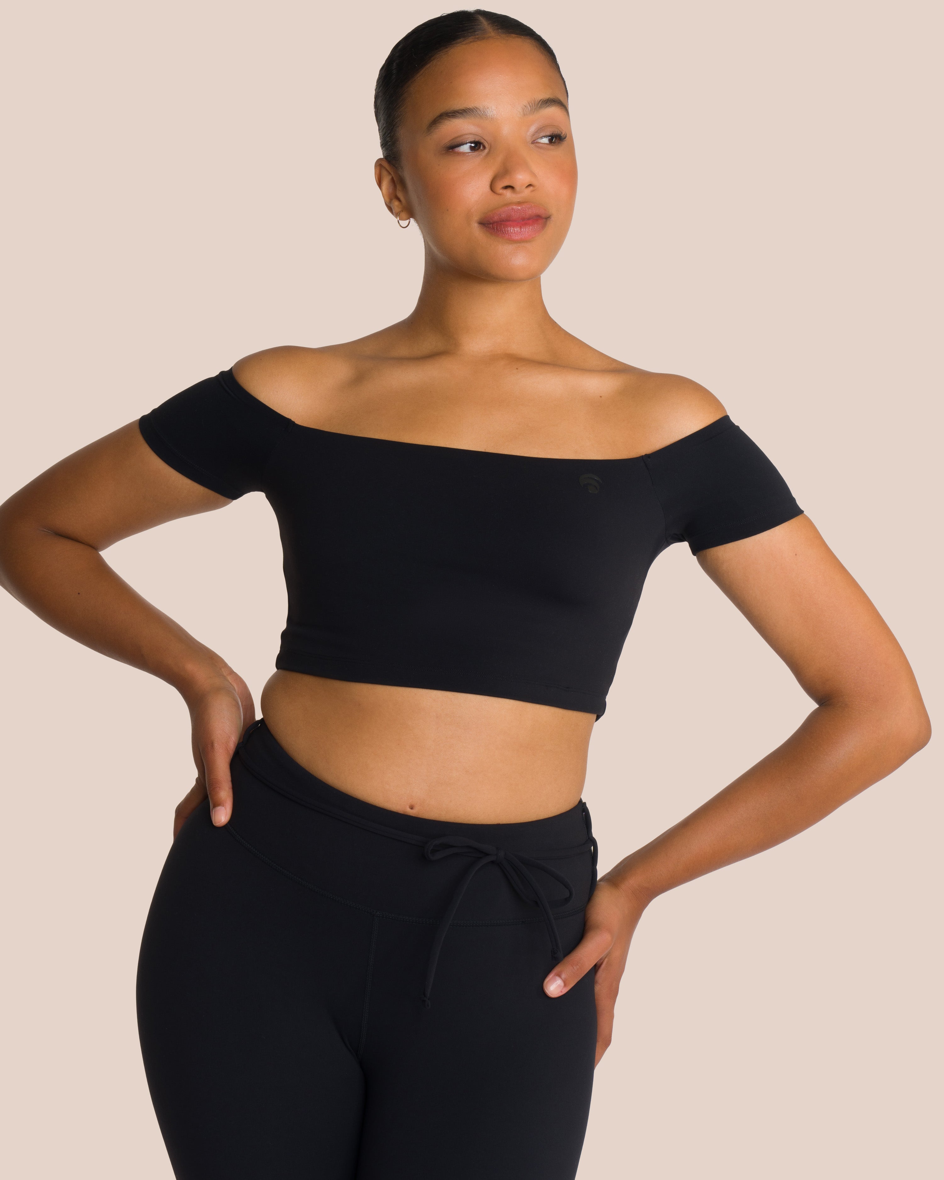 Gianna Off Shoulder Top - Yoga Top - Black