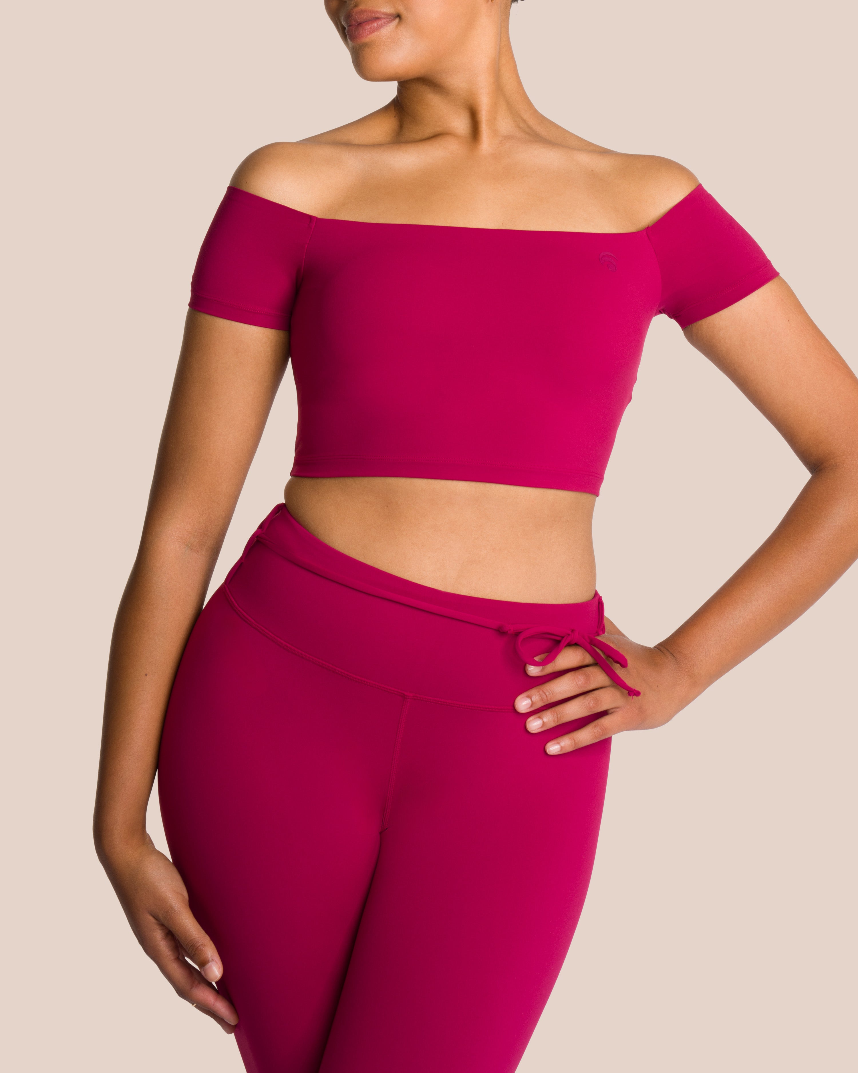 Gianna Off Shoulder Top - Yoga Top - Brown