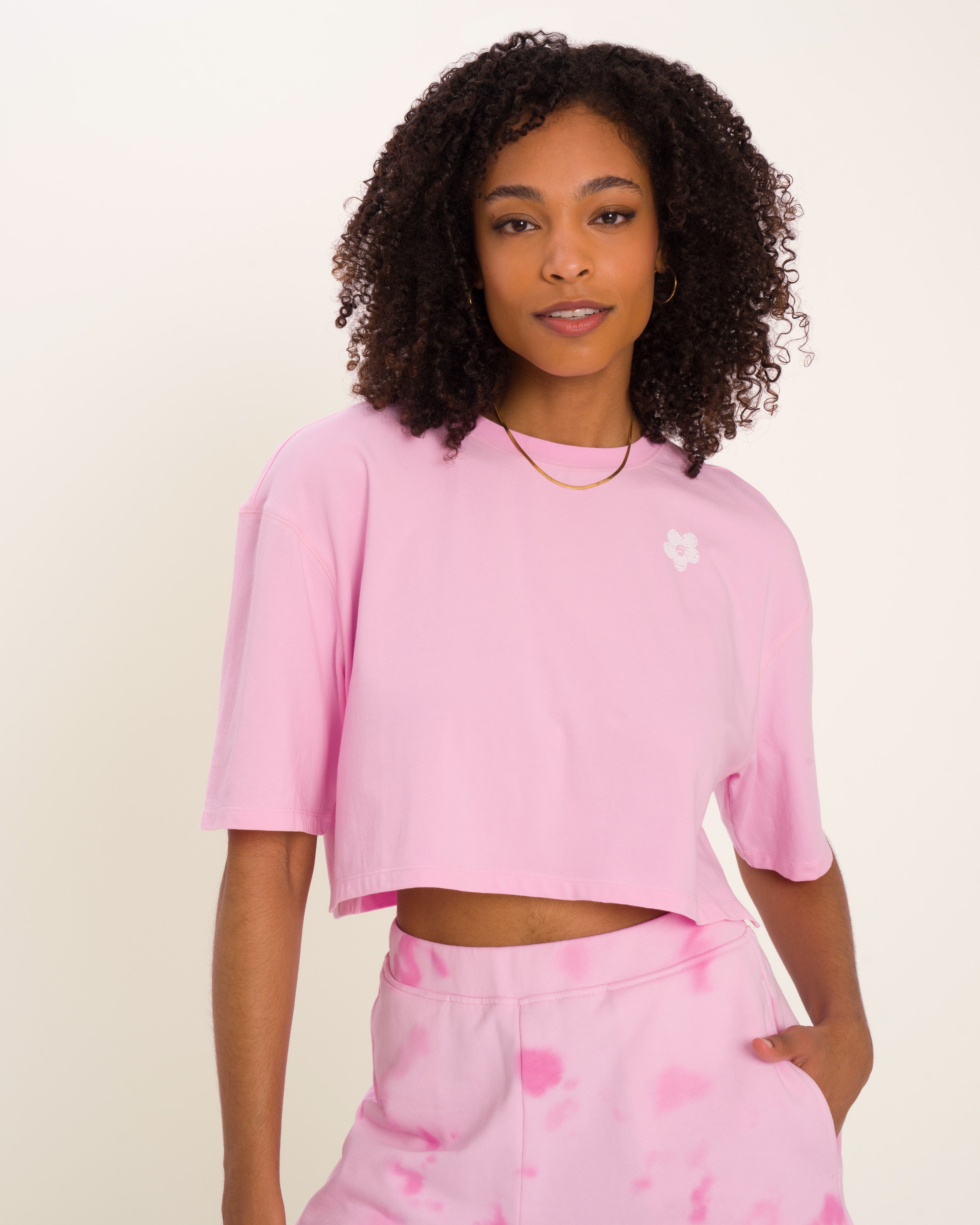 Lola Cropped T-Shirt - Yoga T-Shirt - Pink