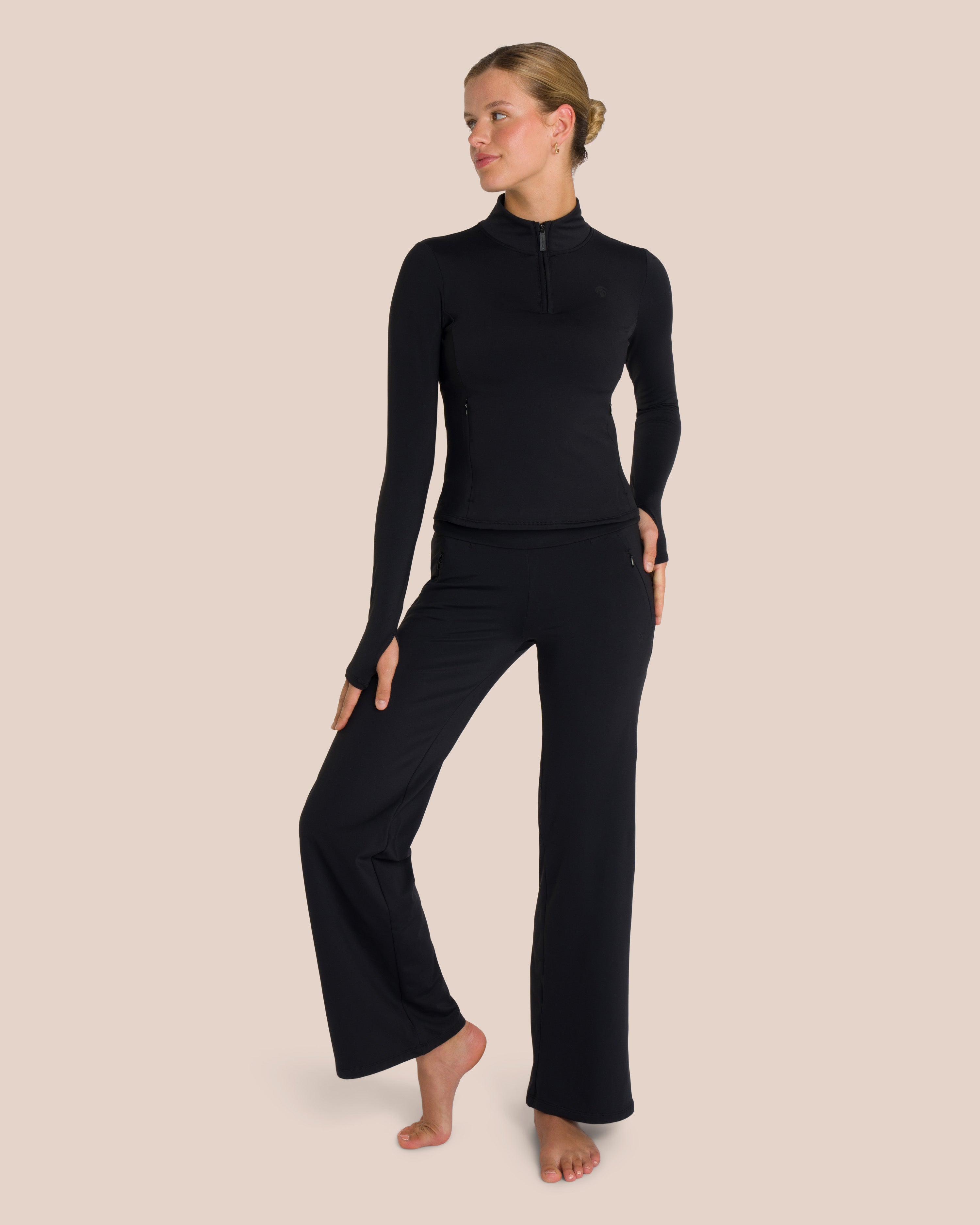 Florence Layer Straight Leg Set Petite - Black - Yoga Set