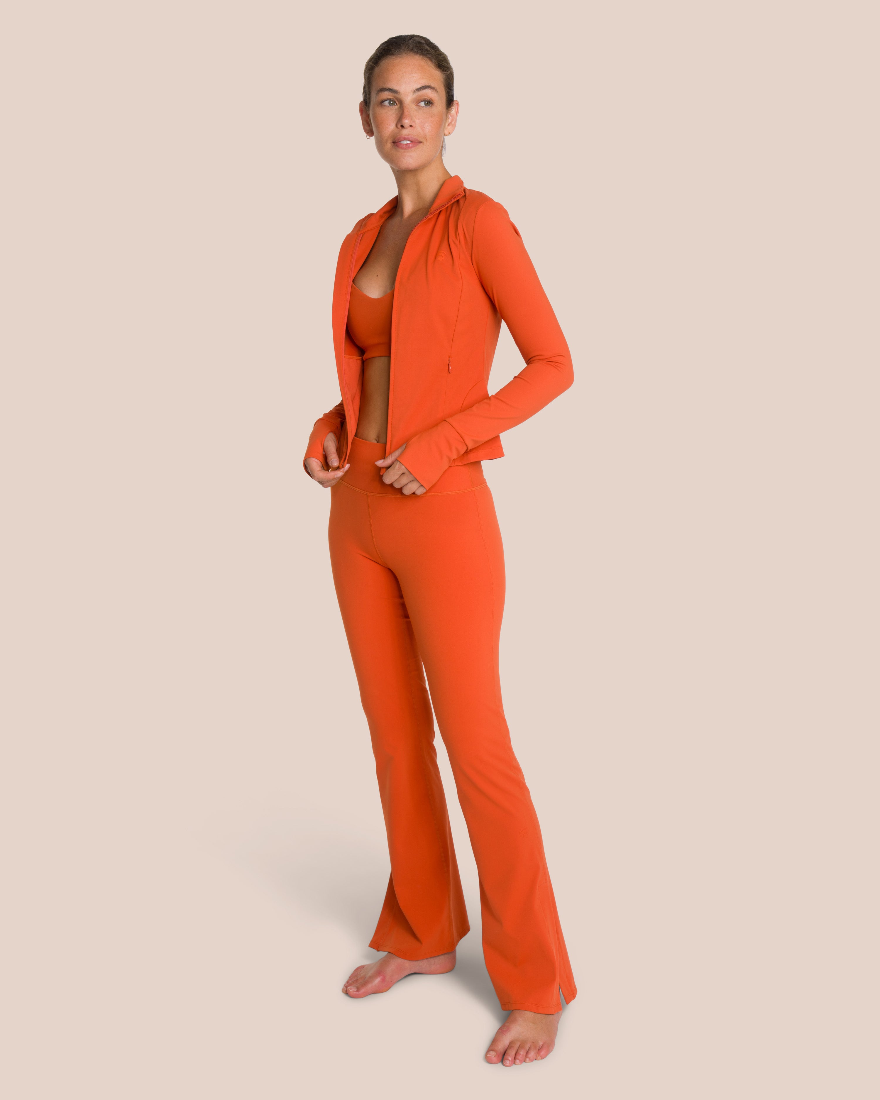 Shania Flared Zip Set Deluxe - Burnt Orange