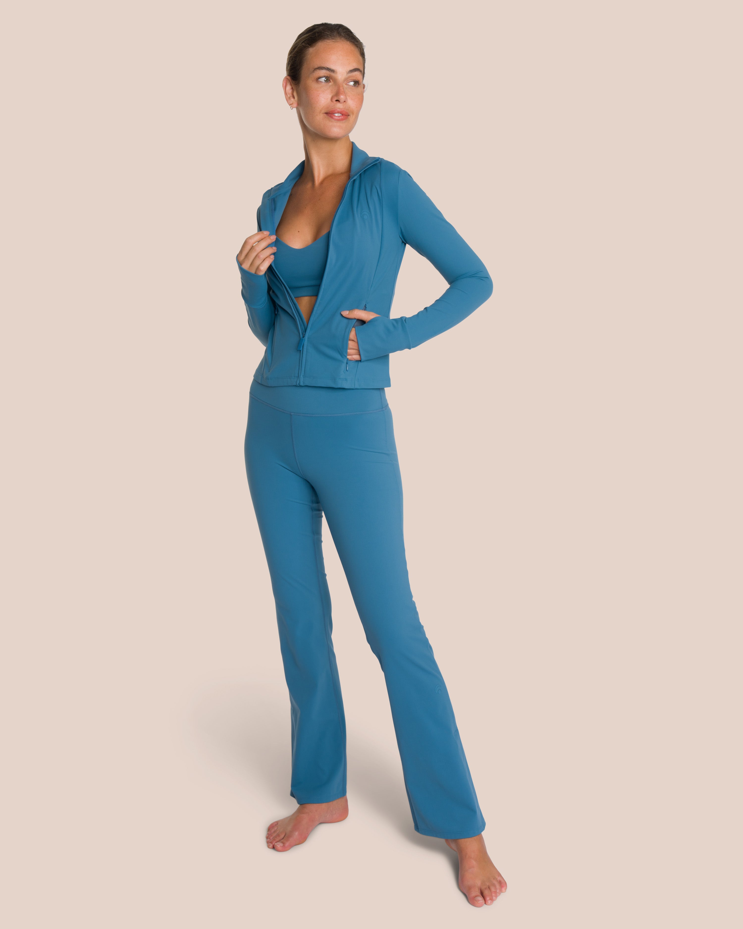 Shania Flared Zip Set Deluxe - Teal