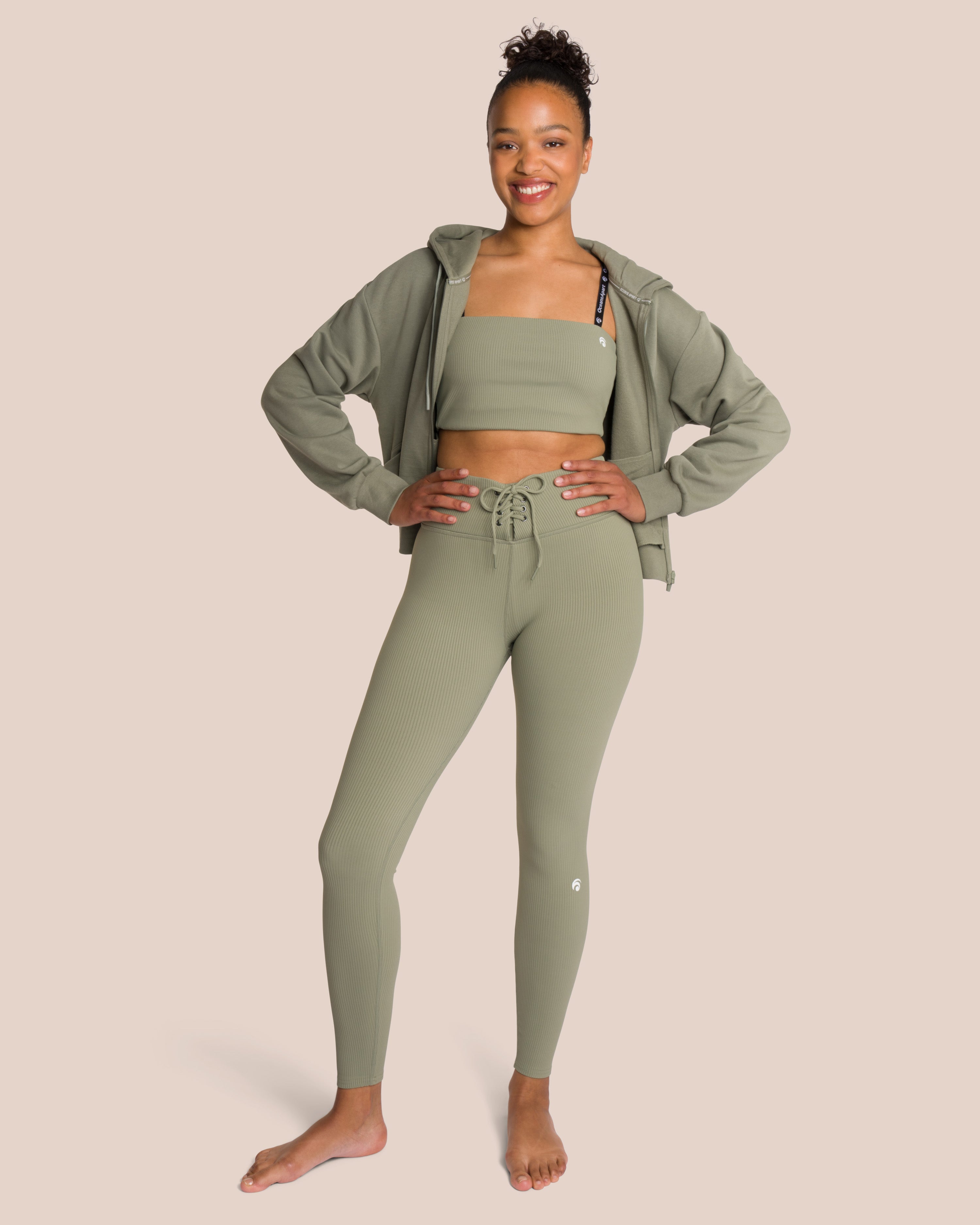 Trixy Zip Set Deluxe - Soft Khaki - Yoga Set