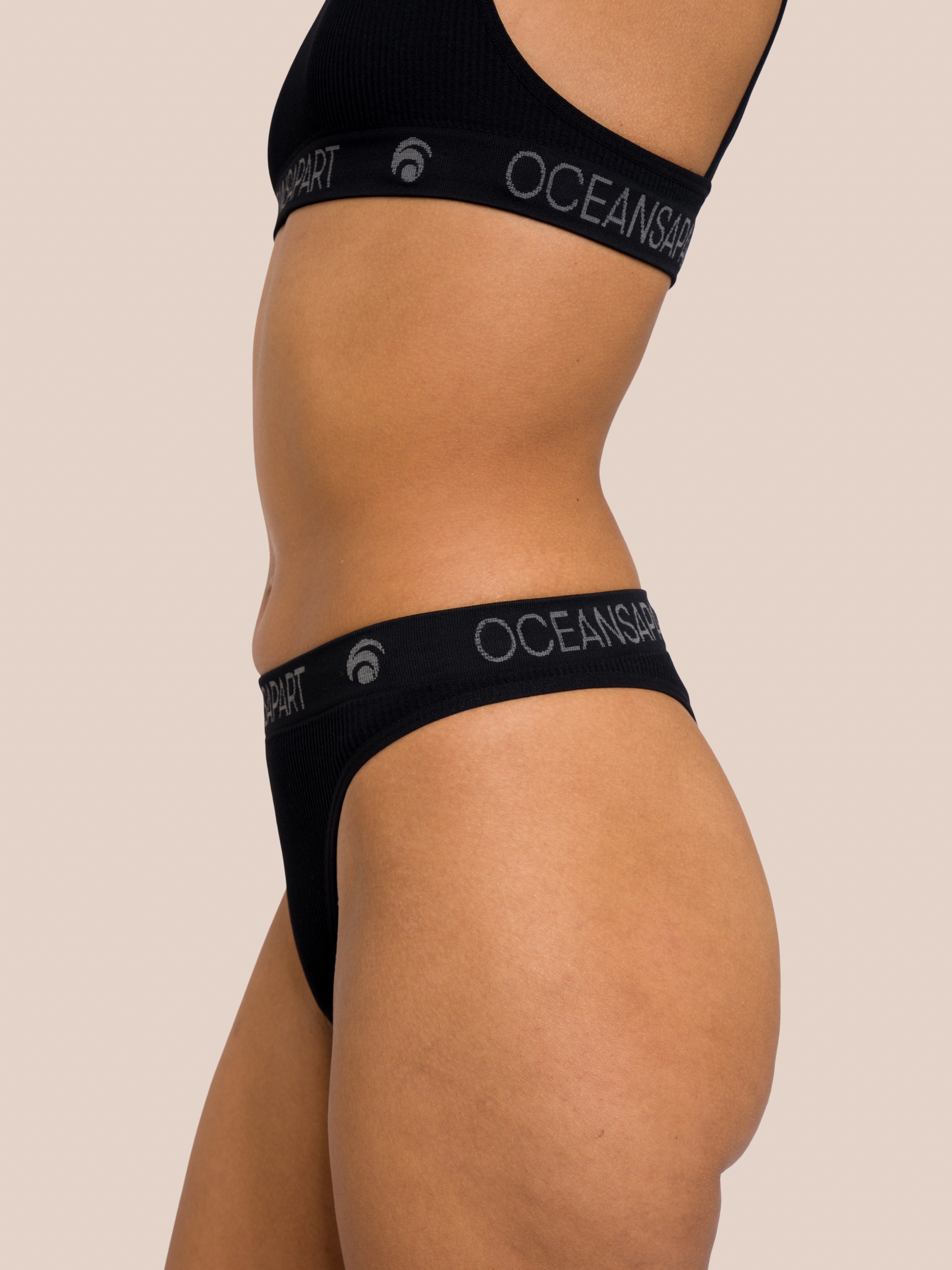 Ariel Seamless Thong Set Deluxe - Black, Cider Green & Light Grey Melange