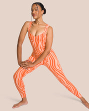 Shania Jumpsuit Set - Mellow Peach Swirl & Burnt Orange