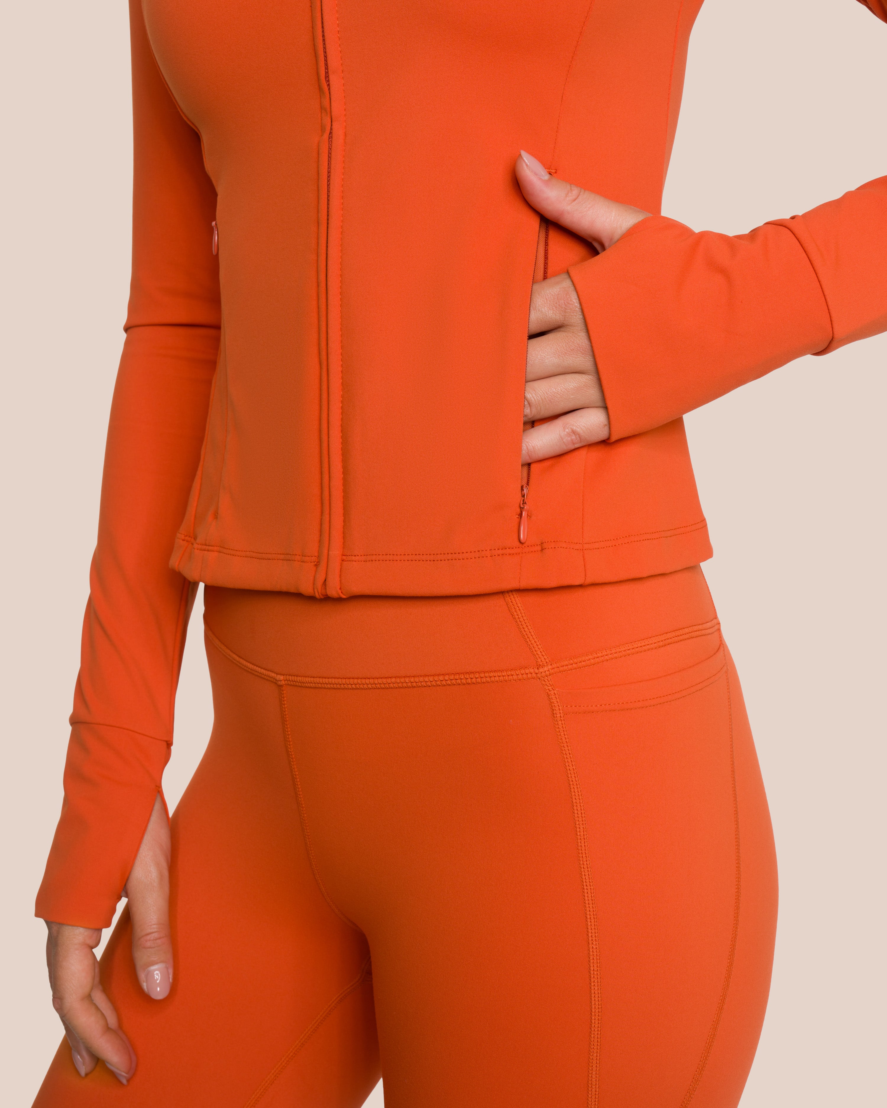 Shania Flared Zip Set Deluxe - Burnt Orange