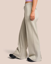 Elodie Asymmetric Wide Leg Set - Tan & Misty Lavender