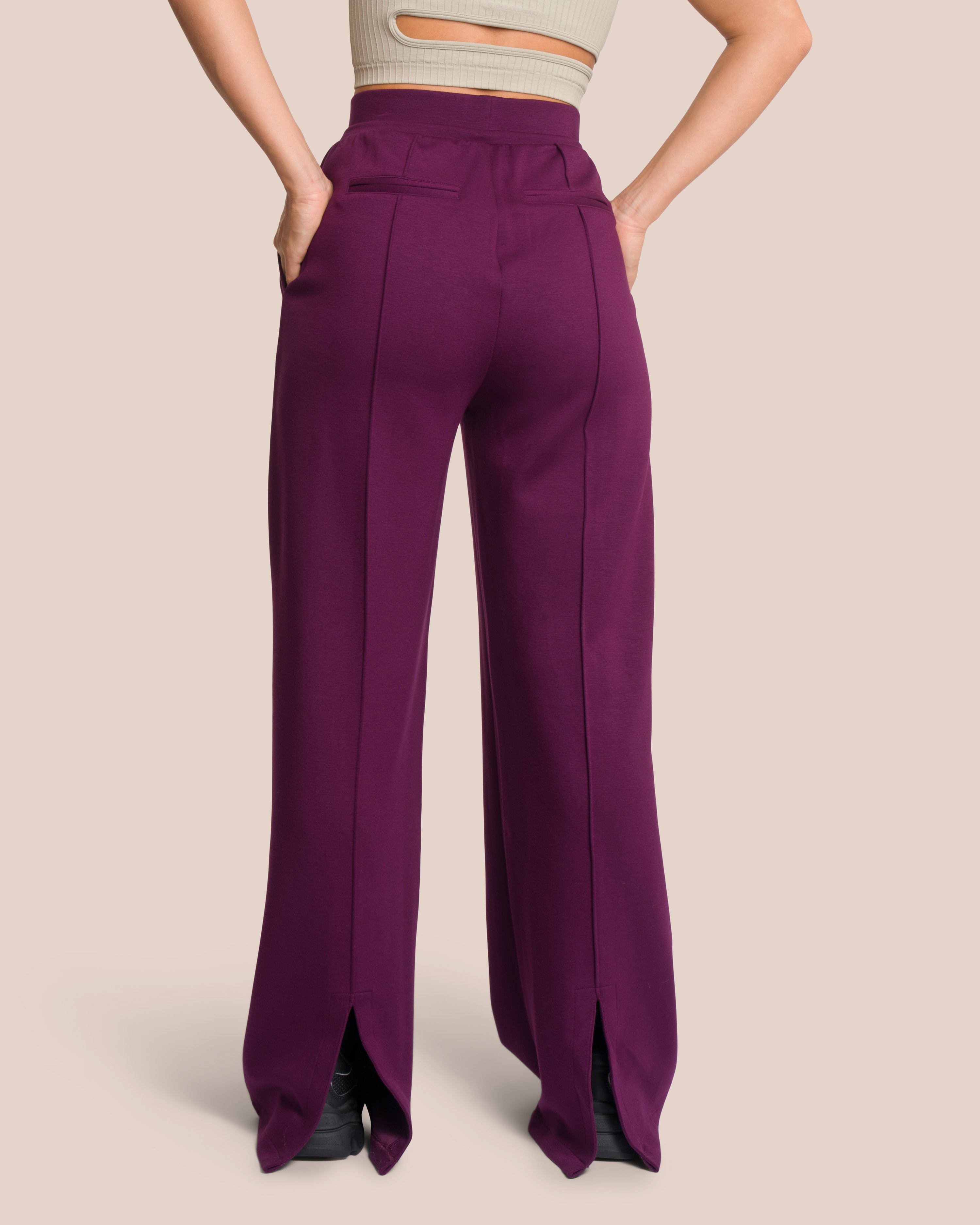 Elodie Asymmetric Wide Leg Set - Shadow Lilac & Tan