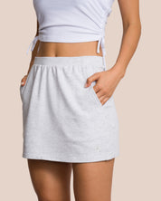 Brooke Mini Skirt Set - Light Grey Melange & White