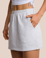 Brooke Mini Skirt Set - Light Grey Melange & White