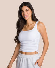 Brooke Mini Skirt Set - Light Grey Melange & White