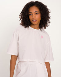 Lola Cropped T-Shirt - White / XXS