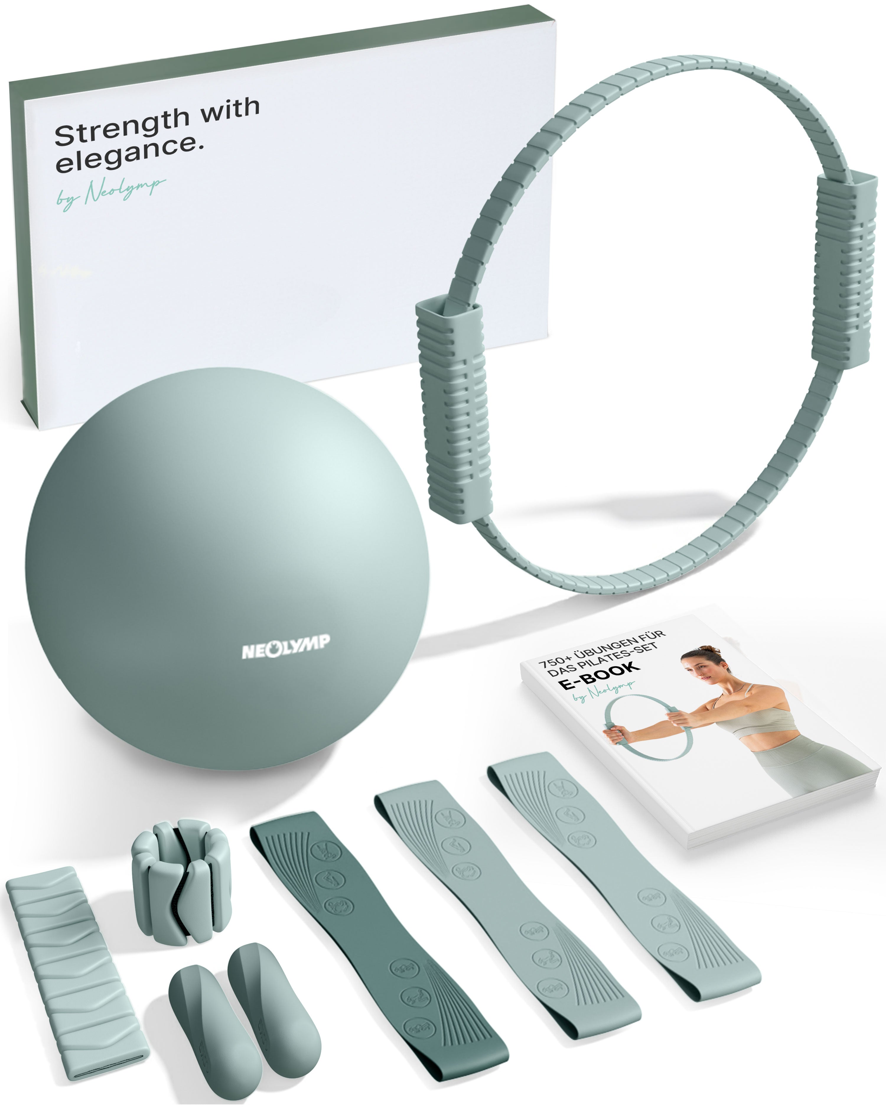 Premium Pilates Komplett-Set mit Geschenkbox - Yoga Sportgerät - Sky Blue