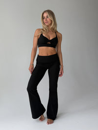 Nala Foldover Flared Pants - Black / S