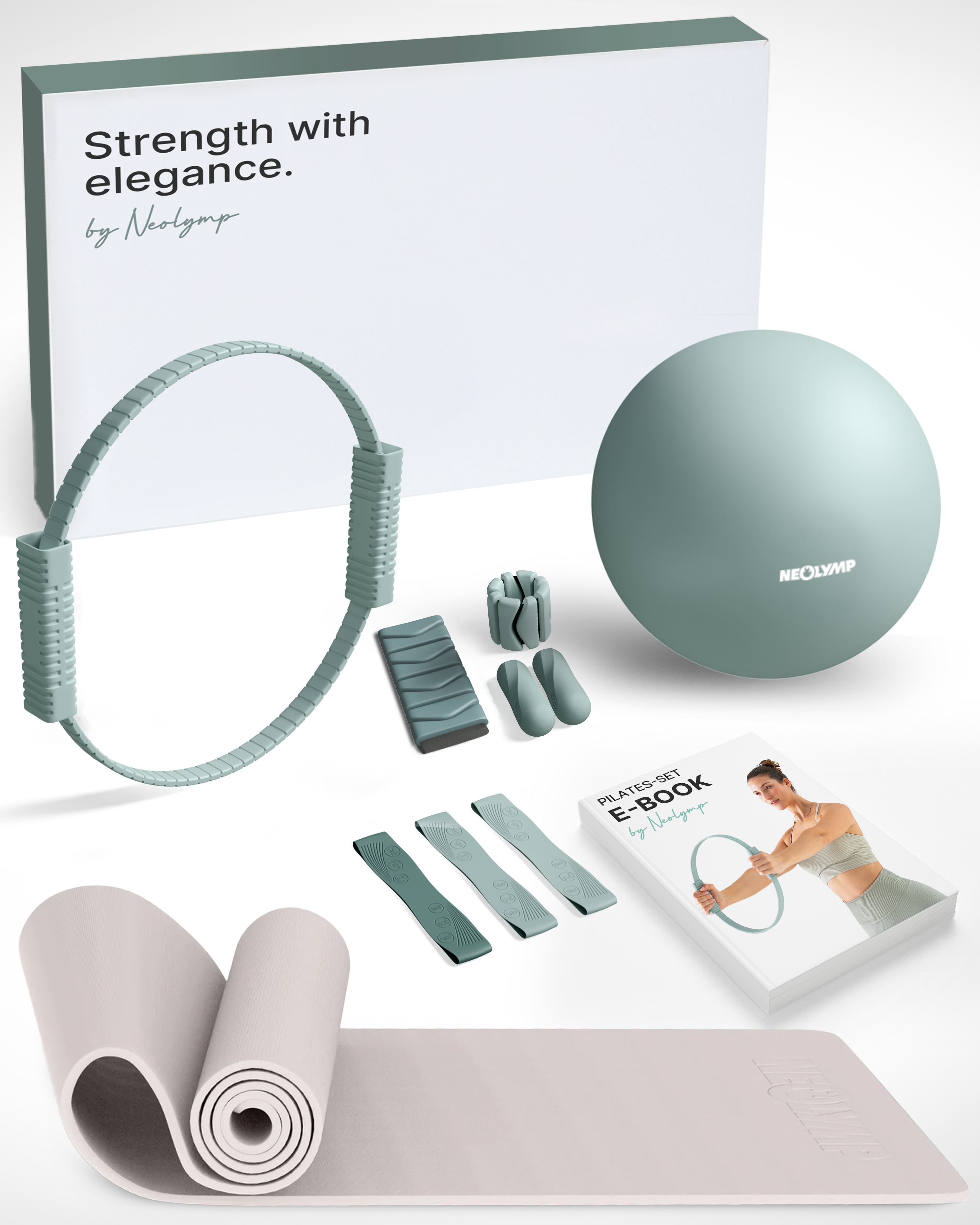 Premium Pilates Komplett-Set mit Geschenkbox - Yoga Sportgerät - Sky Blue