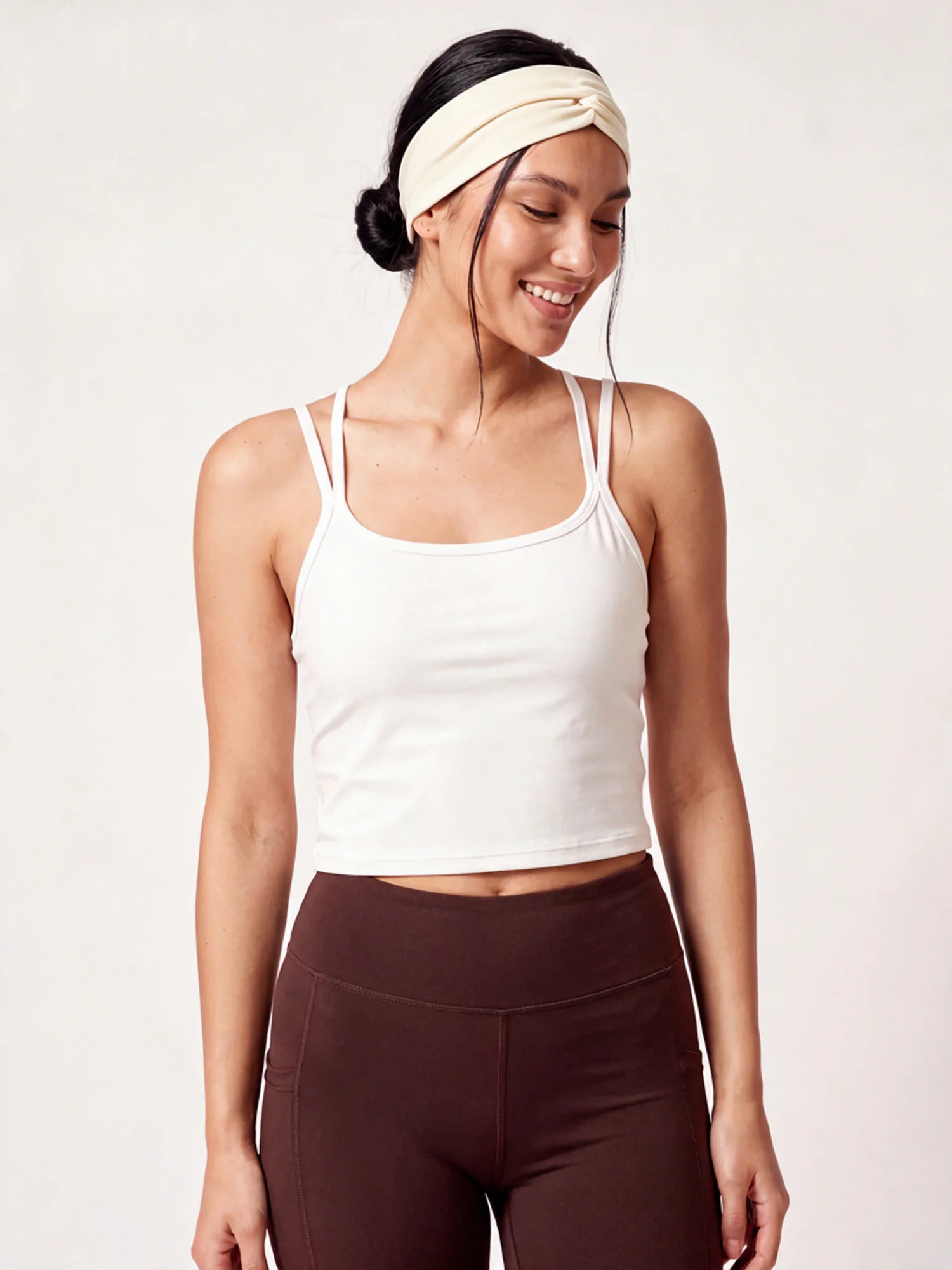 Gianna Headband Set - Cream White &amp;amp; Dark Oak - Yoga Set