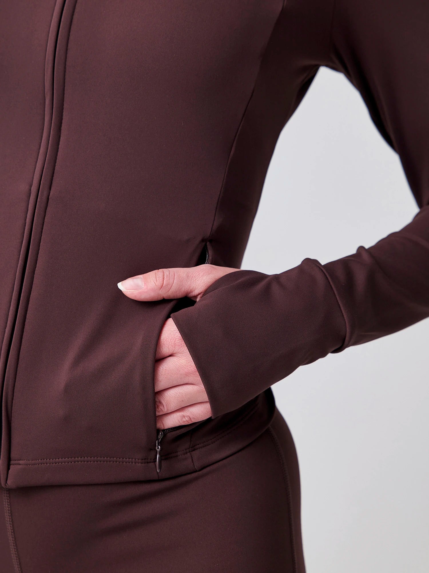 Shania Zip Turtleneck + Gianna Flared Pants Set - Dark Oak - Yoga Set