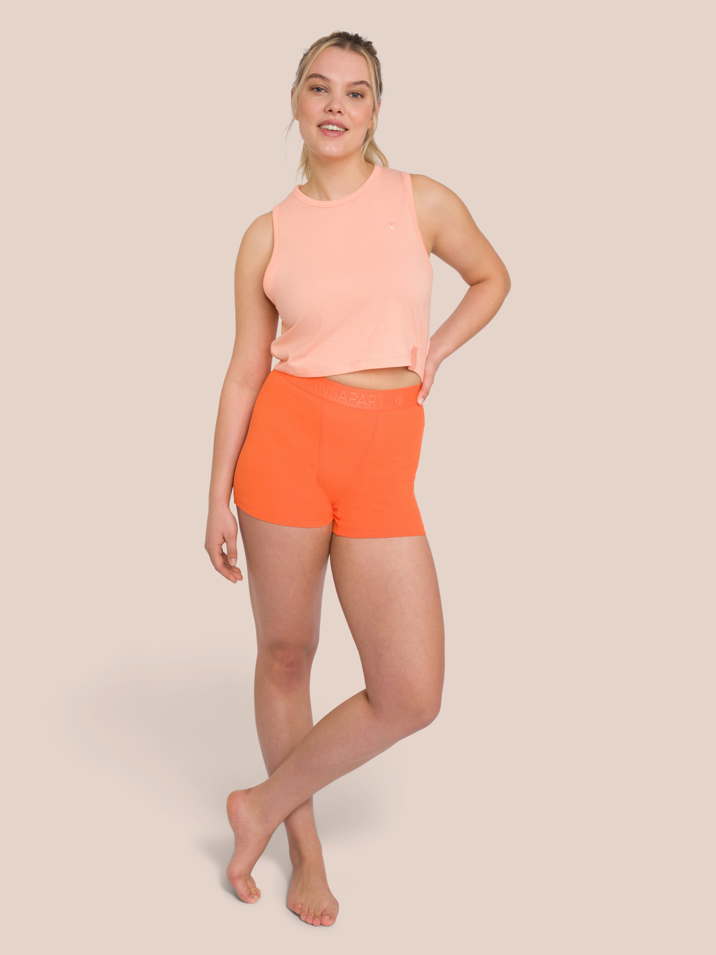 Ariel Boxer Short Set - Fire Orange & Soft Orange Melange