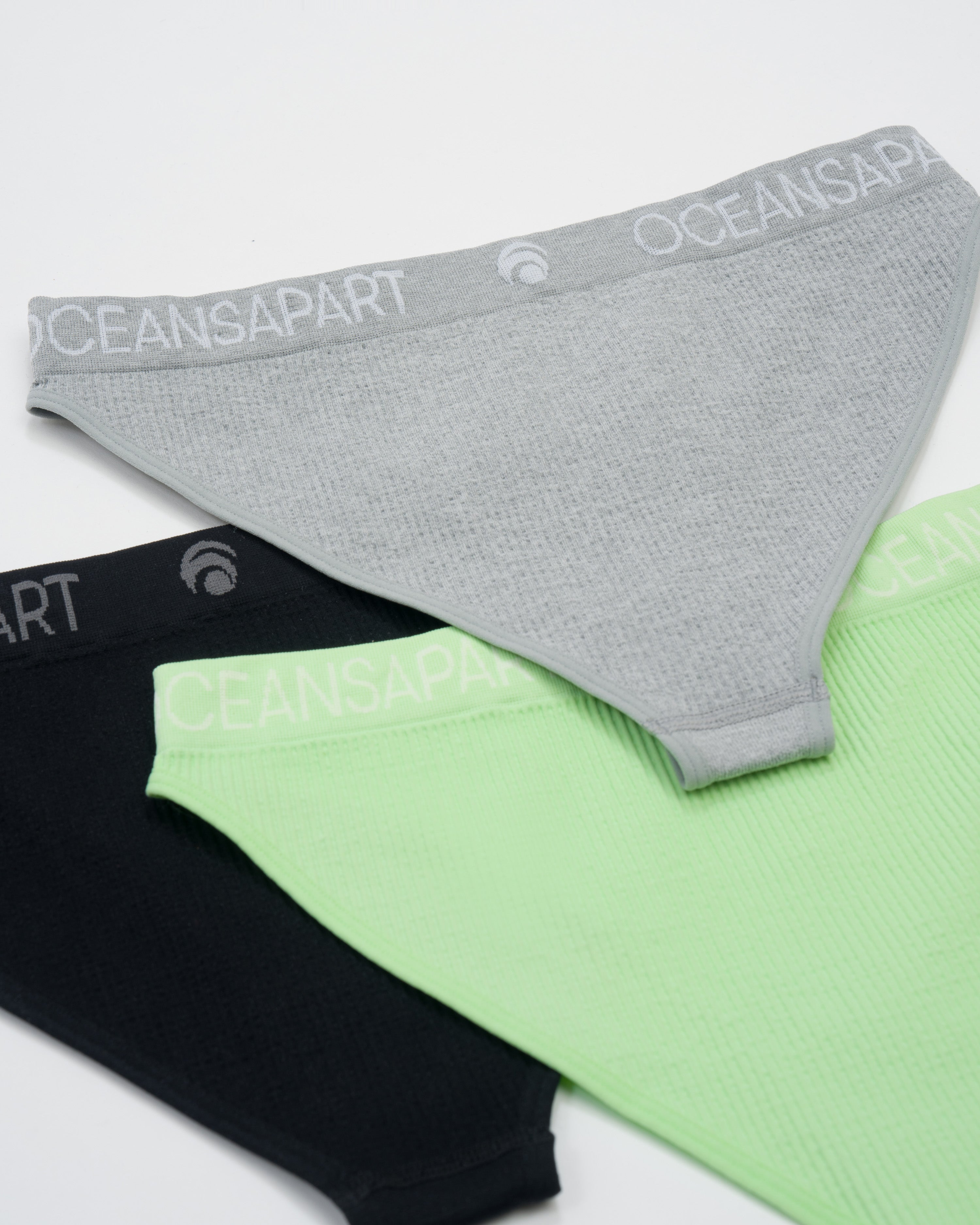 Ariel Seamless Brief Set Deluxe - Black, Cider Green & Light Grey Melange