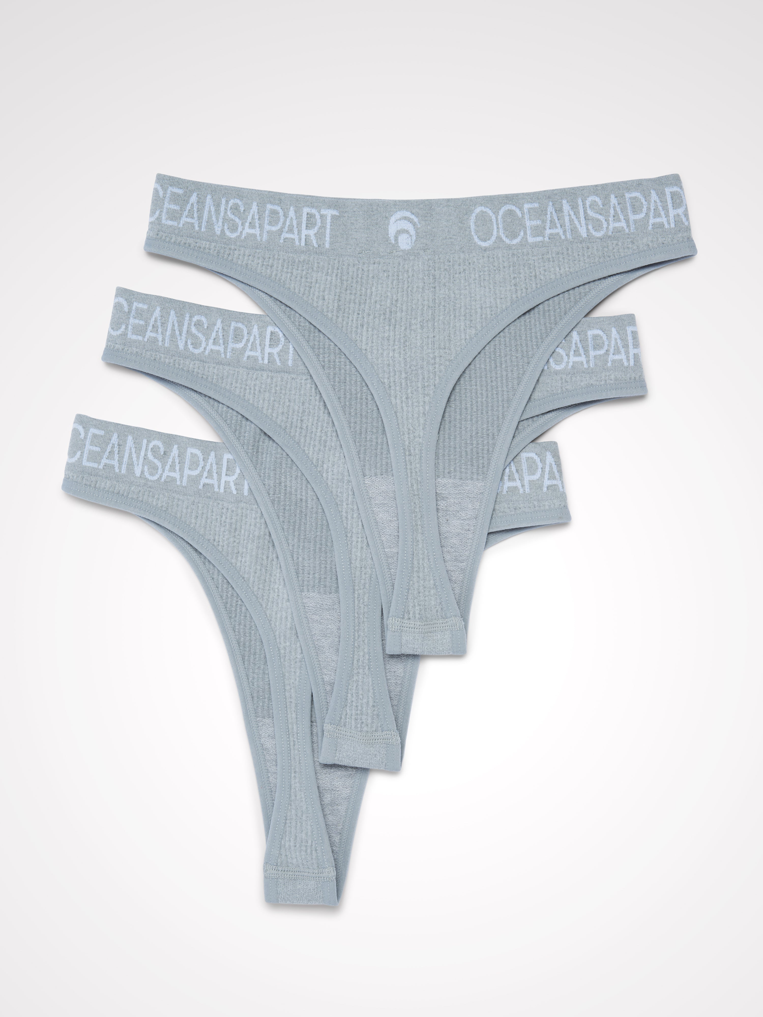 Ariel Seamless Thong Set Deluxe - Light Grey Melange