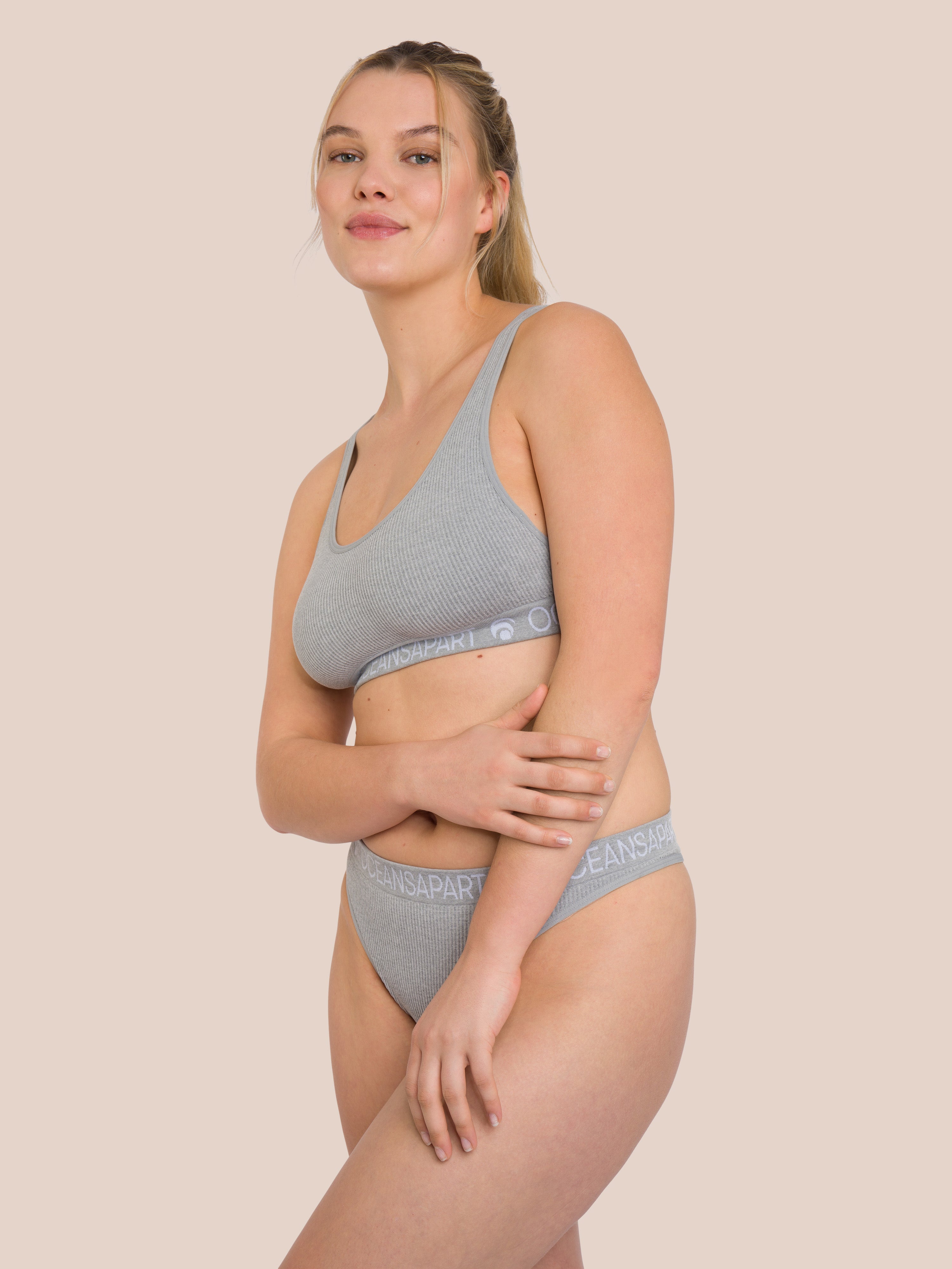 Ariel Thong Set - Light Grey Melange