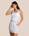 Brooke Mini Skirt Set - Light Grey Melange & White