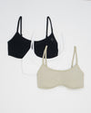 Cloudy Bralette Set Deluxe - Black, Dove grey & White