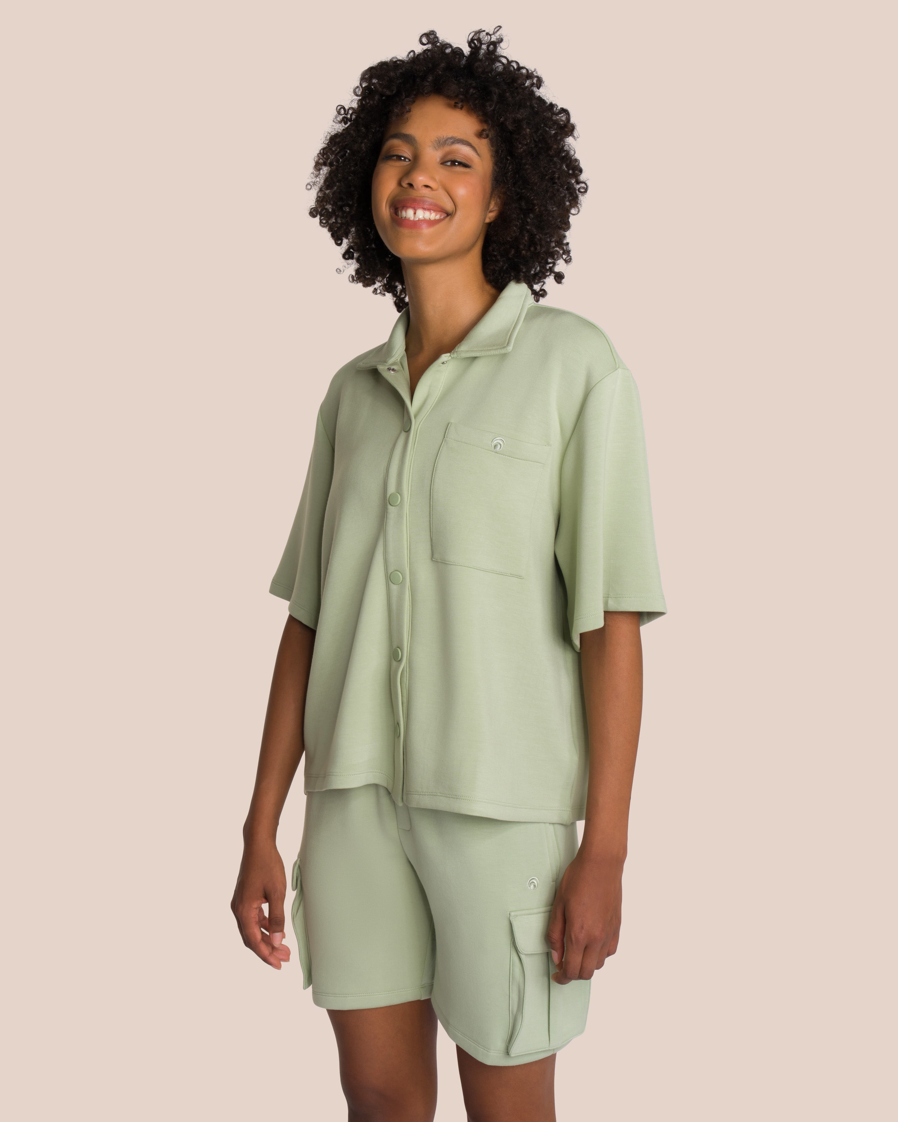 Cruz Oversize Short Set - Sage Green