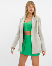 Marina Skirt Blazer Set Deluxe - Dove Grey & Holly Green