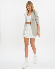 Marina Skirt Blazer Set Deluxe - Dove Grey & White