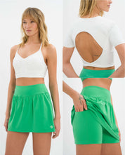 Marina Skirt Set Deluxe - Holly Green & White