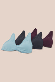 Michelle Plain Bra Set Deluxe - Glacial Blue, Moon Blue & Shadow Lilac