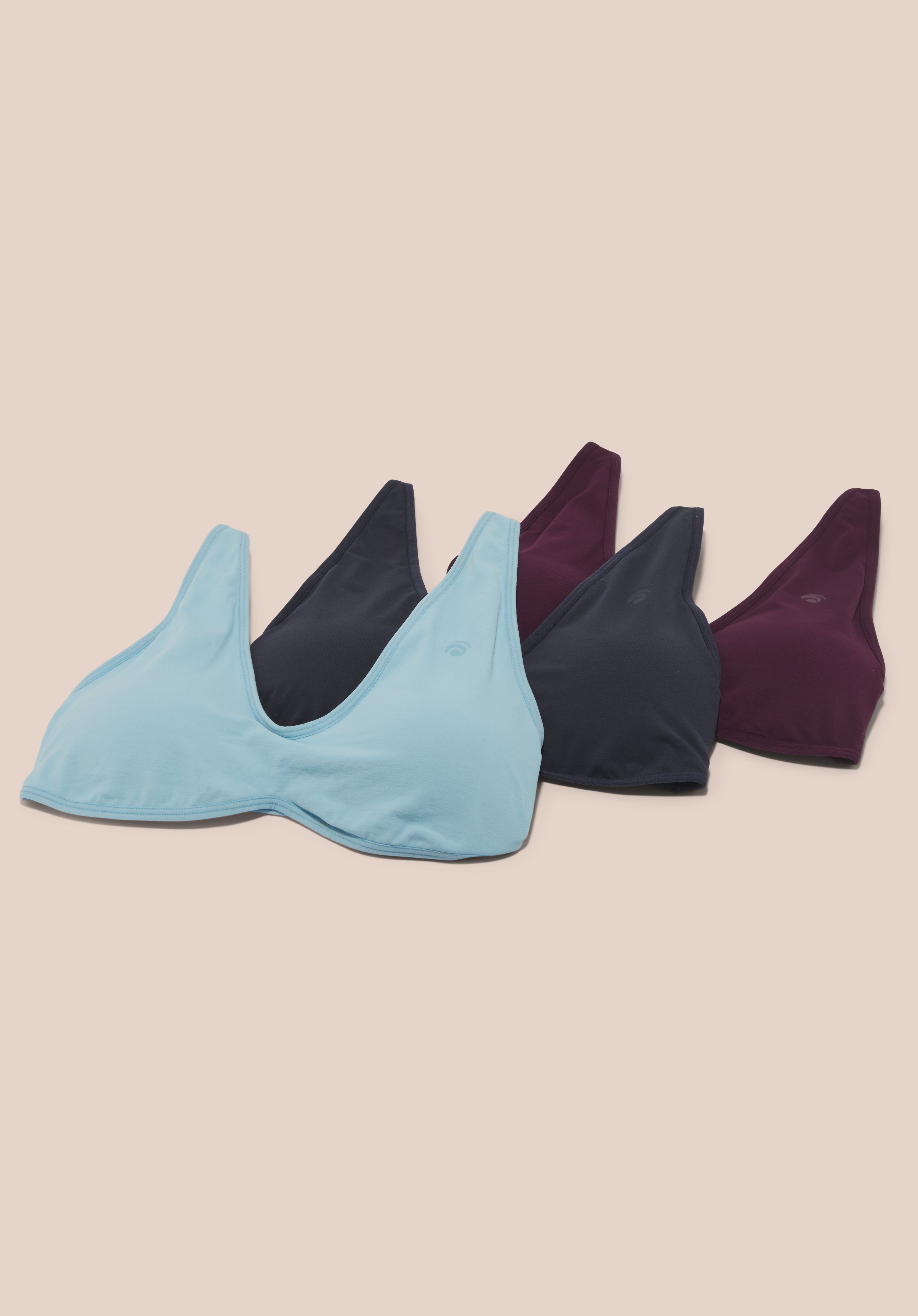 Michelle Plain Bra Set Deluxe - Glacial Blue, Moon Blue & Shadow Lilac