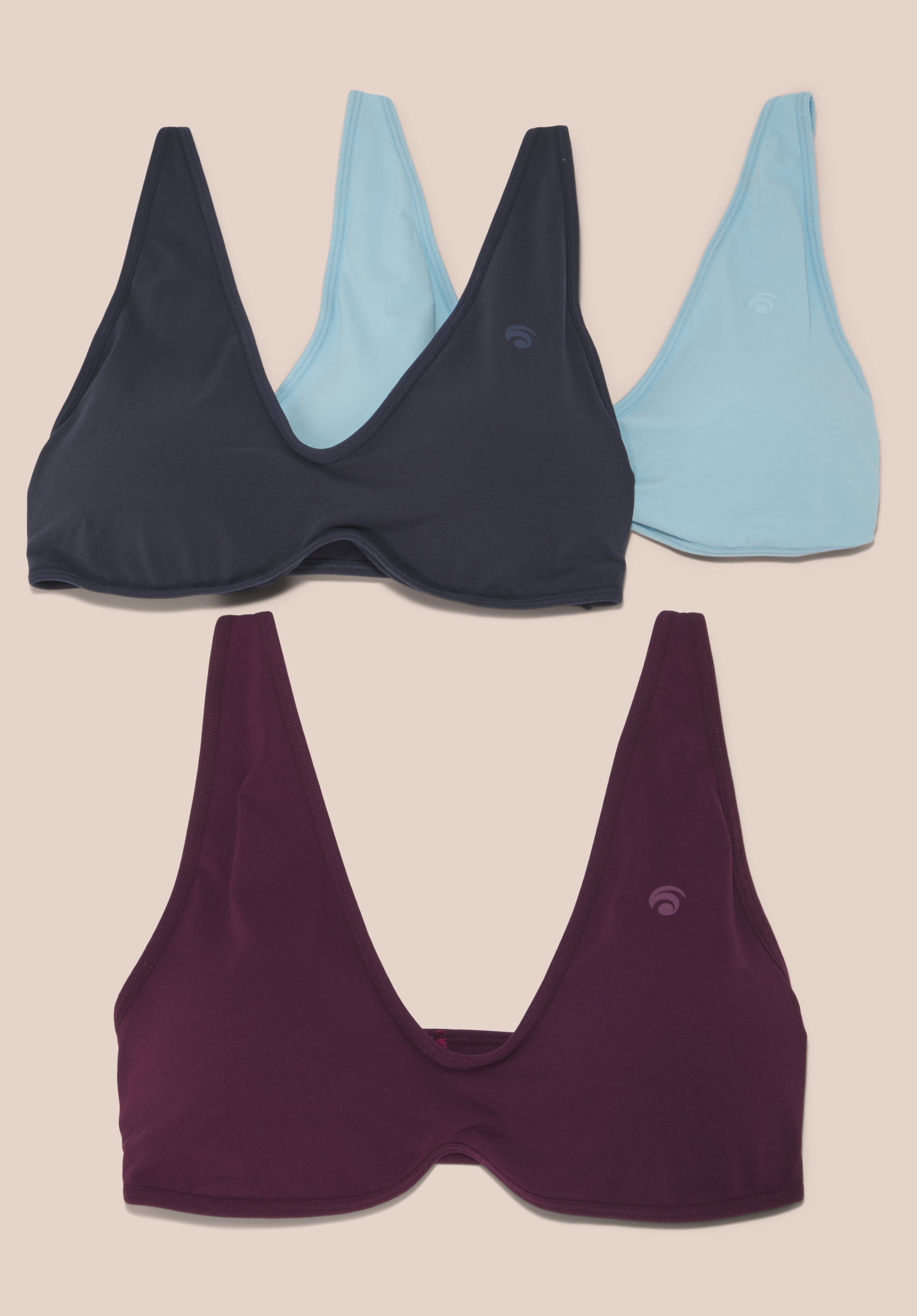 Michelle Plain Bra Set Deluxe - Glacial Blue, Moon Blue & Shadow Lilac