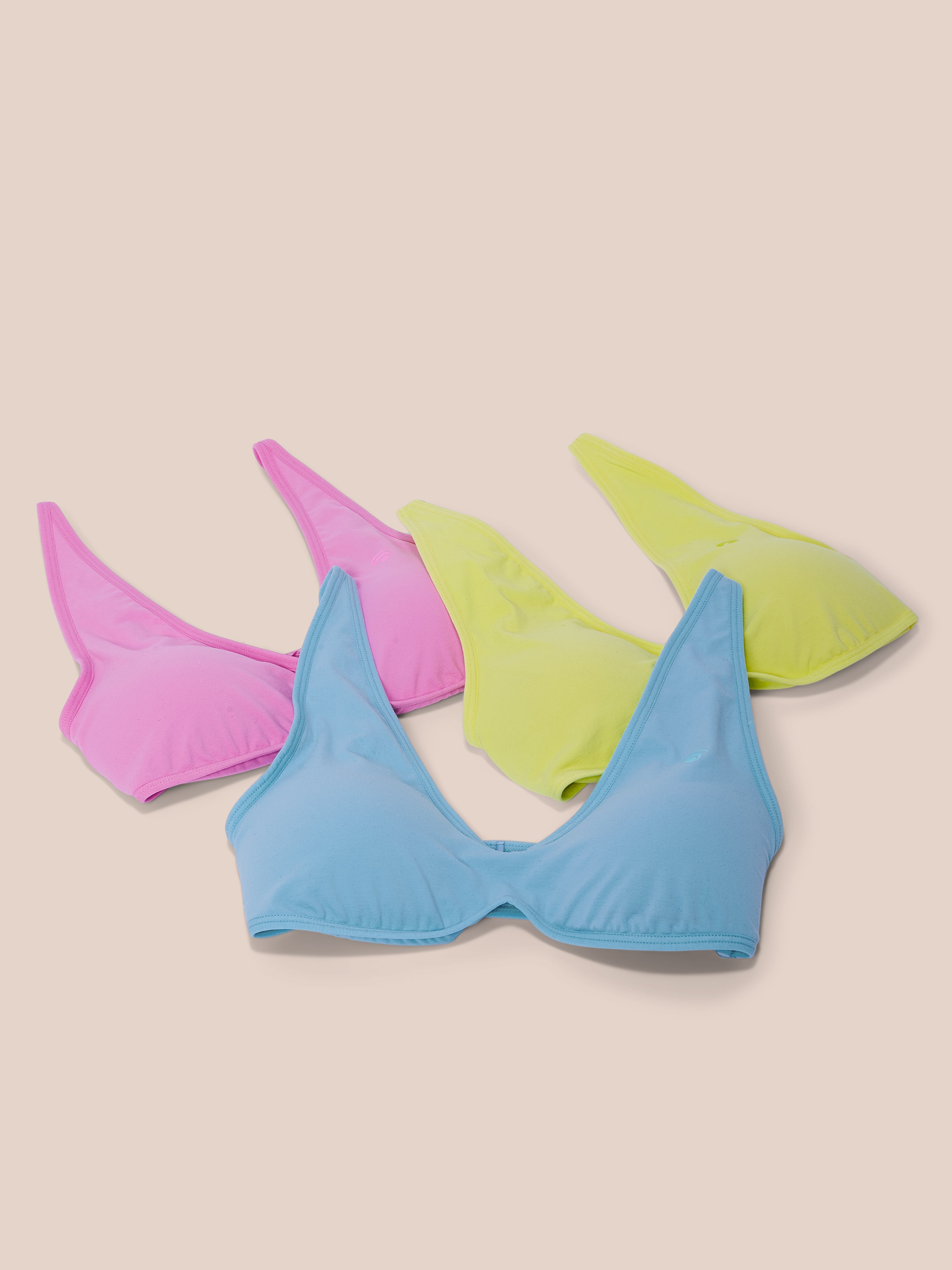 Michelle Plain Bra Set Deluxe - Hazy Blue, Diva Pink & Limon