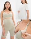 Mila Maternity Biker Set Deluxe - Dove Grey & White