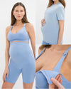 Mila Maternity Biker Set Deluxe - Serenity Blue & Light Serenity Blue